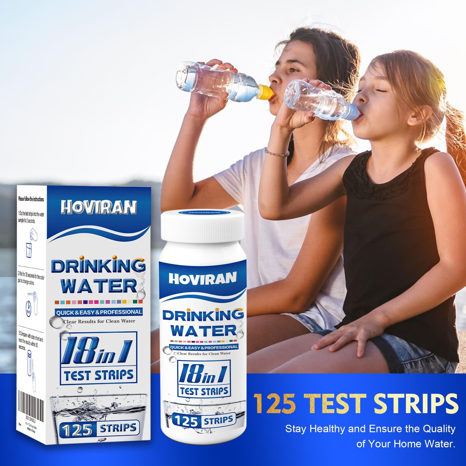 125 Ct Drinking Water Test Strips - Home, Well Water Testing Kit for Lead, Hardn