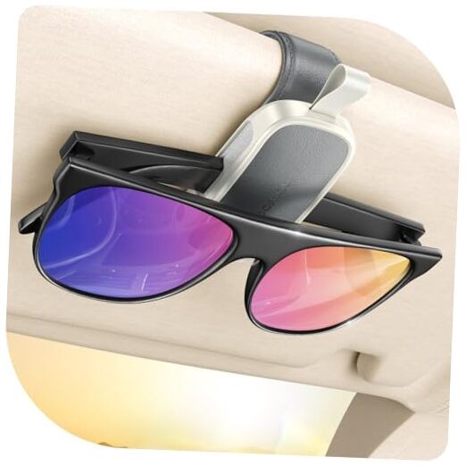 Sunglass Holder for Car Visor Clip [Real One-Handed Operation] 1 Pack gray