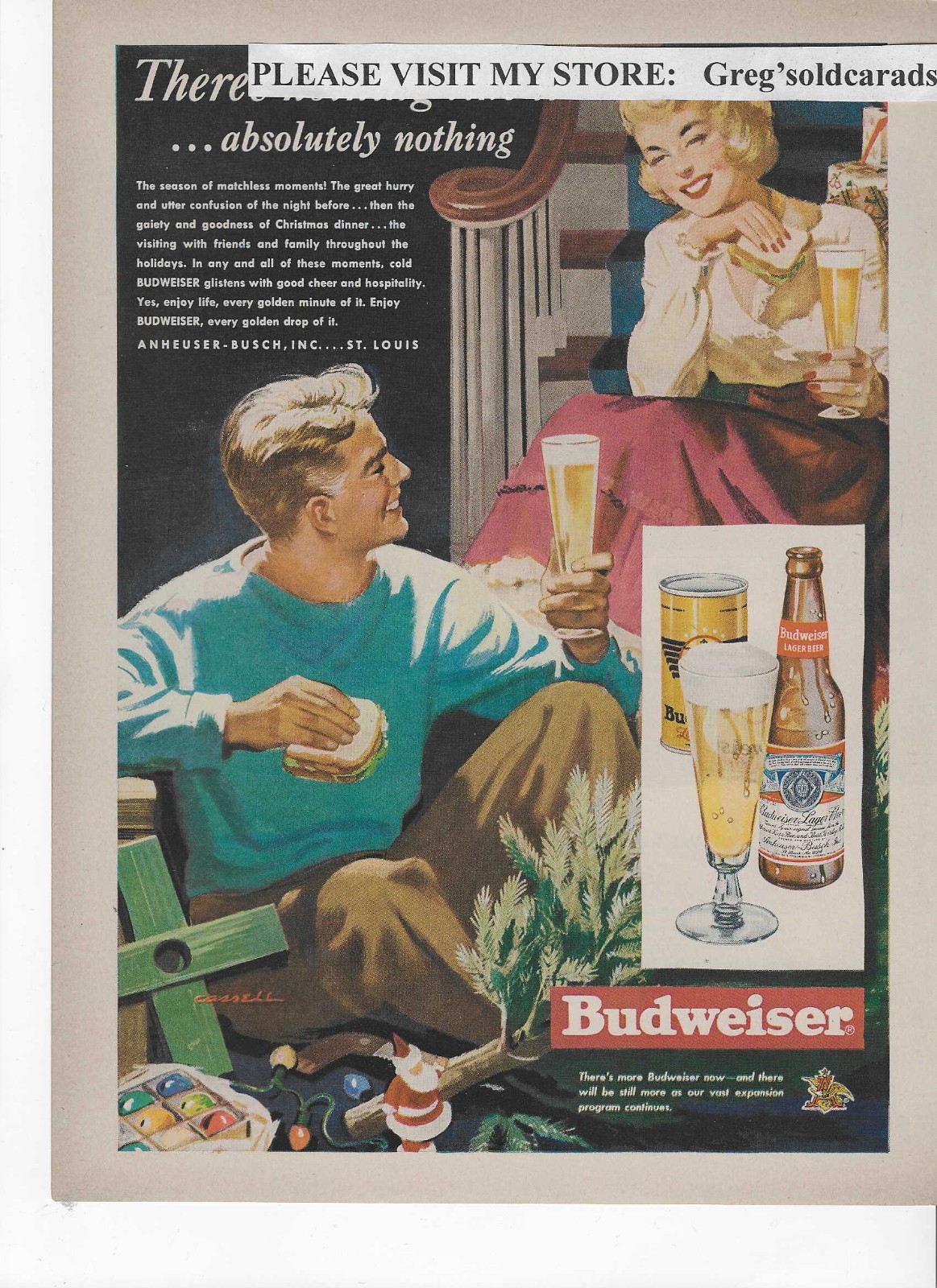 Original 1949 Budweiser Beer vintage print ad