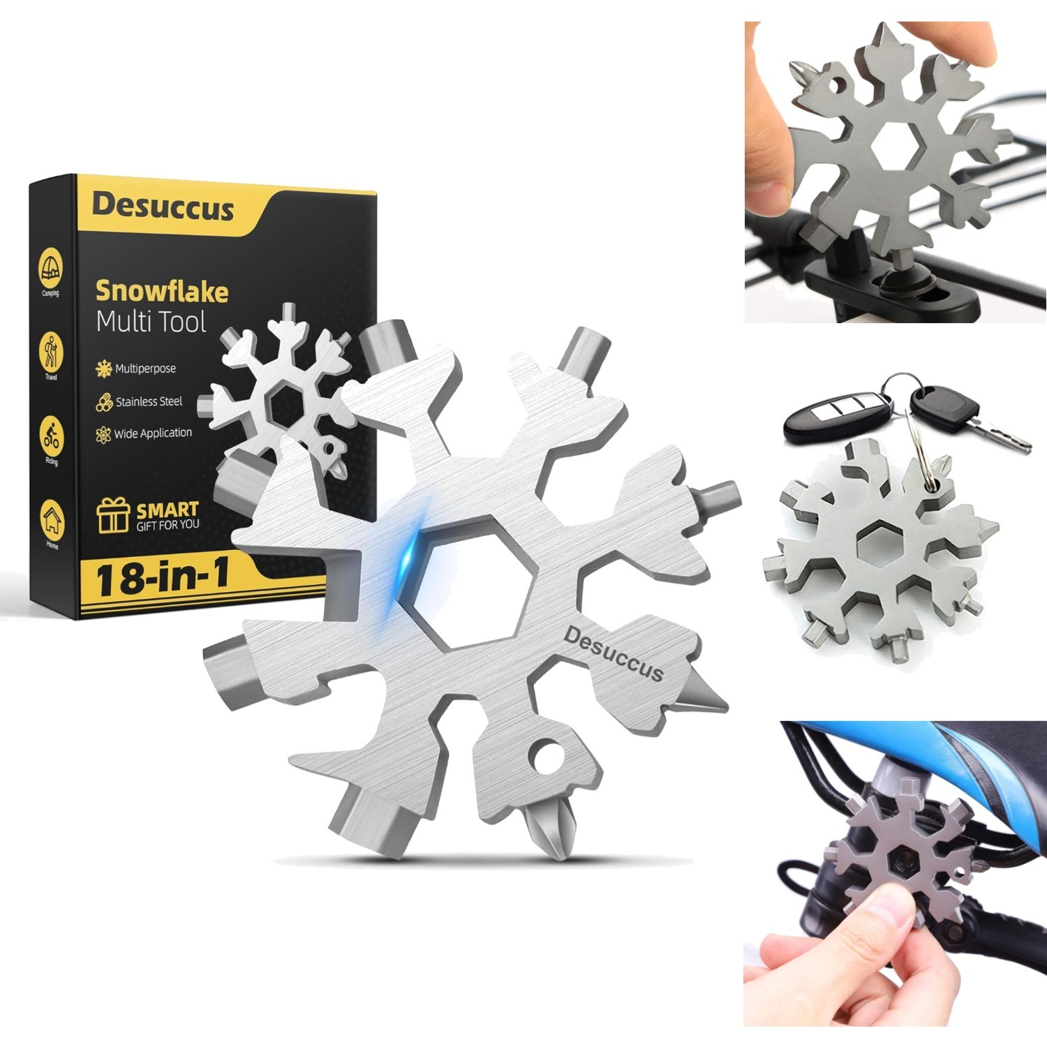 18-in-1 Snowflake Multi Tool Stainless Steel Wrench Screwdriver Bottle Opener