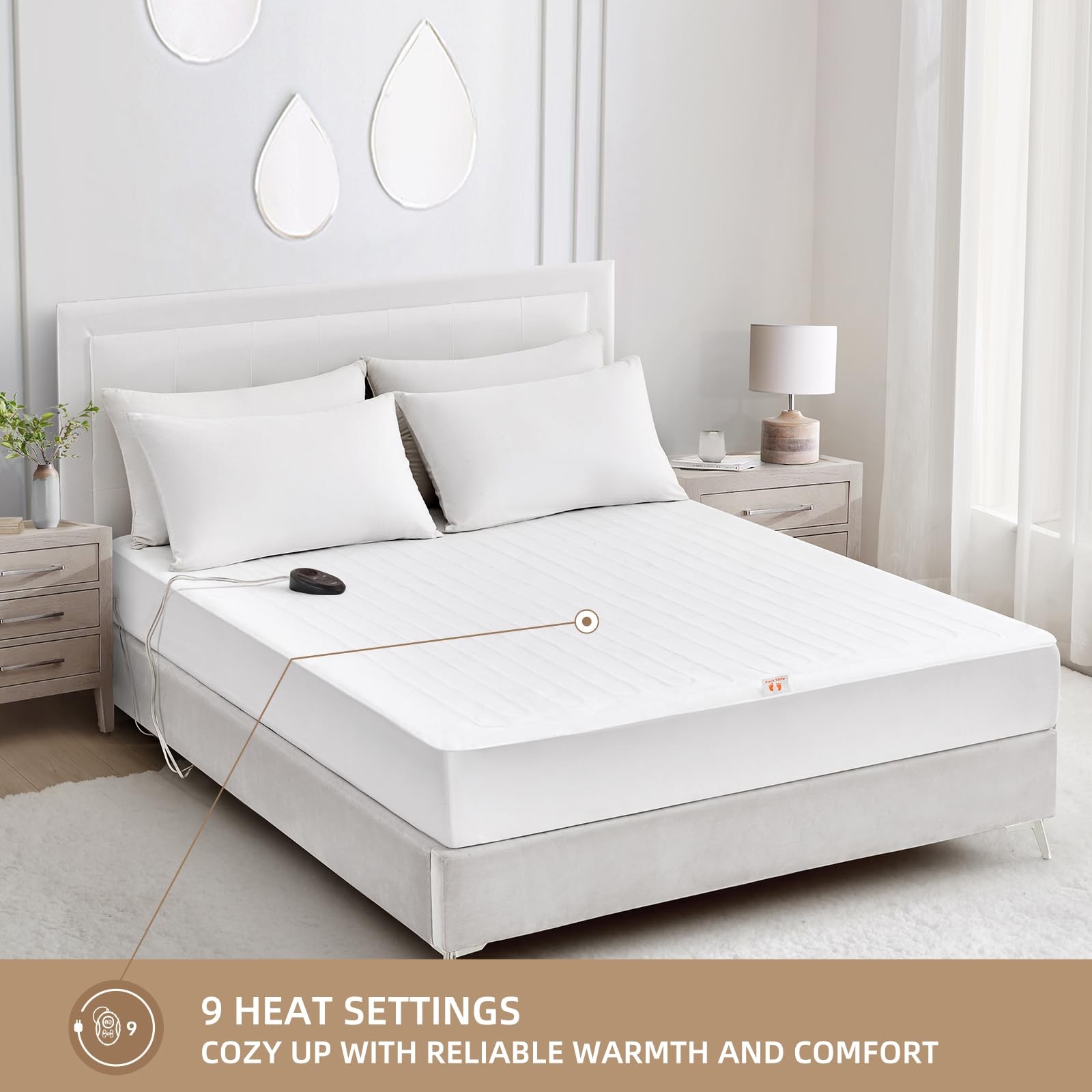 Bwarm Electric Heated Mattress Pad Twin XL Size, 39" x 80", XL, White