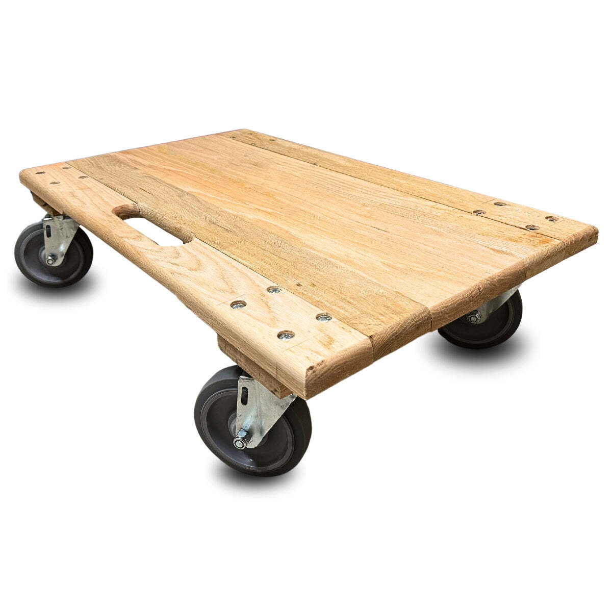 Solid Top Oak Furniture Dolly - 18"x30" - Solid Deck Durable with 3-1/2" Thermo