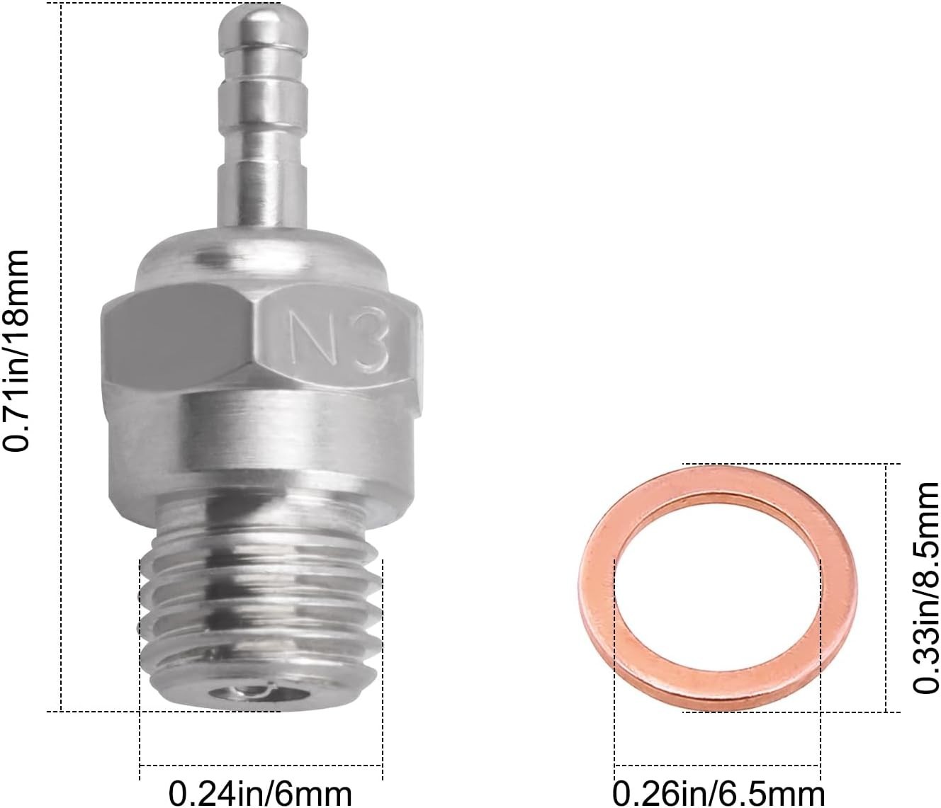 Platinum/Iridium Glow Plug N3 - 2pcs for Enhanced Nitro Engine Performance