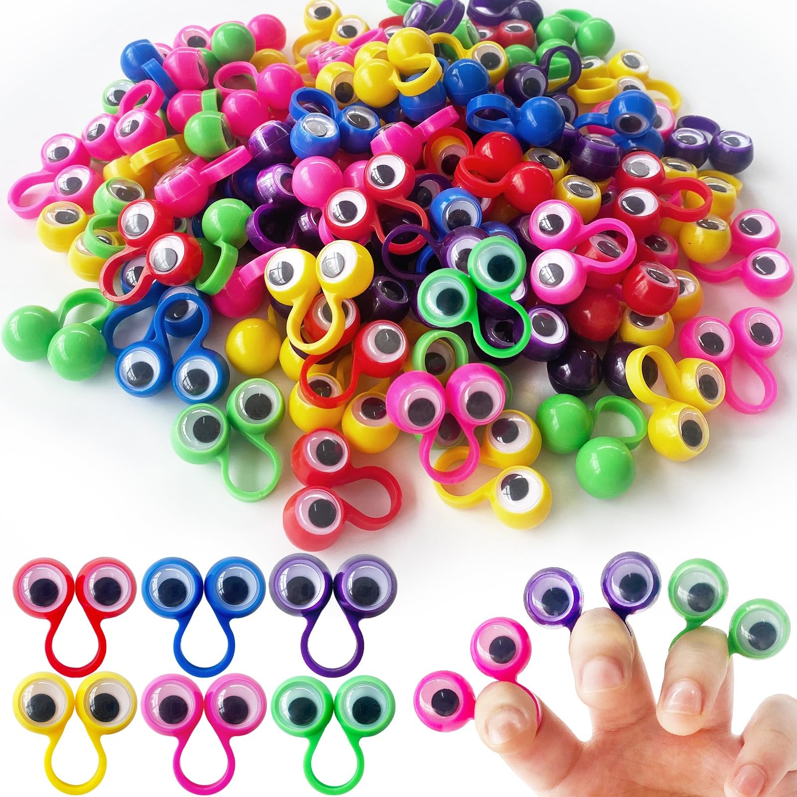 100PCS Googly Eye Finger Puppets for Kids' Parties, Classroom Rewards, Gifts