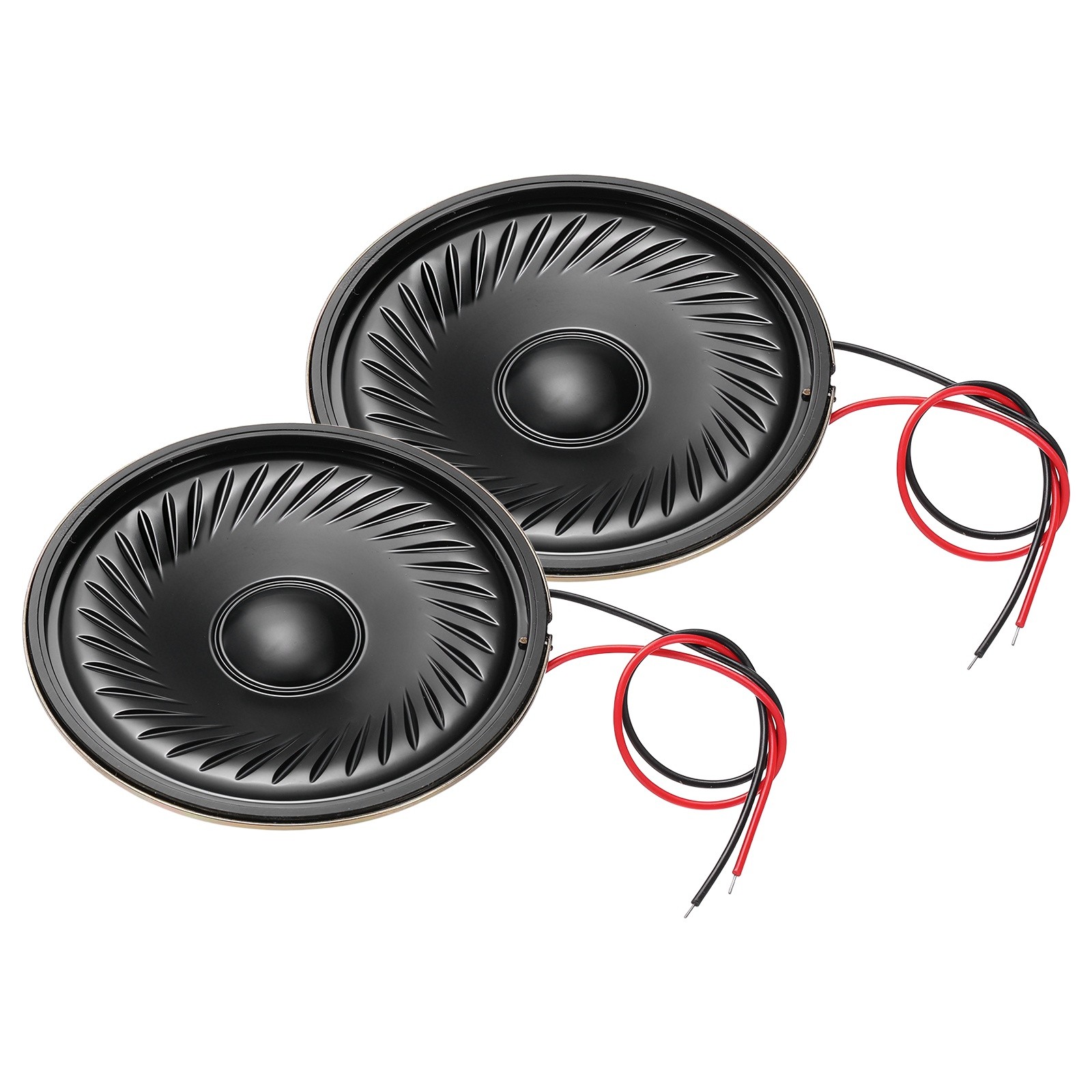 2 Pcs 0.5W 8 Ohm Small Speakers Metal Round Speaker with Wires, 40x5mm Black
