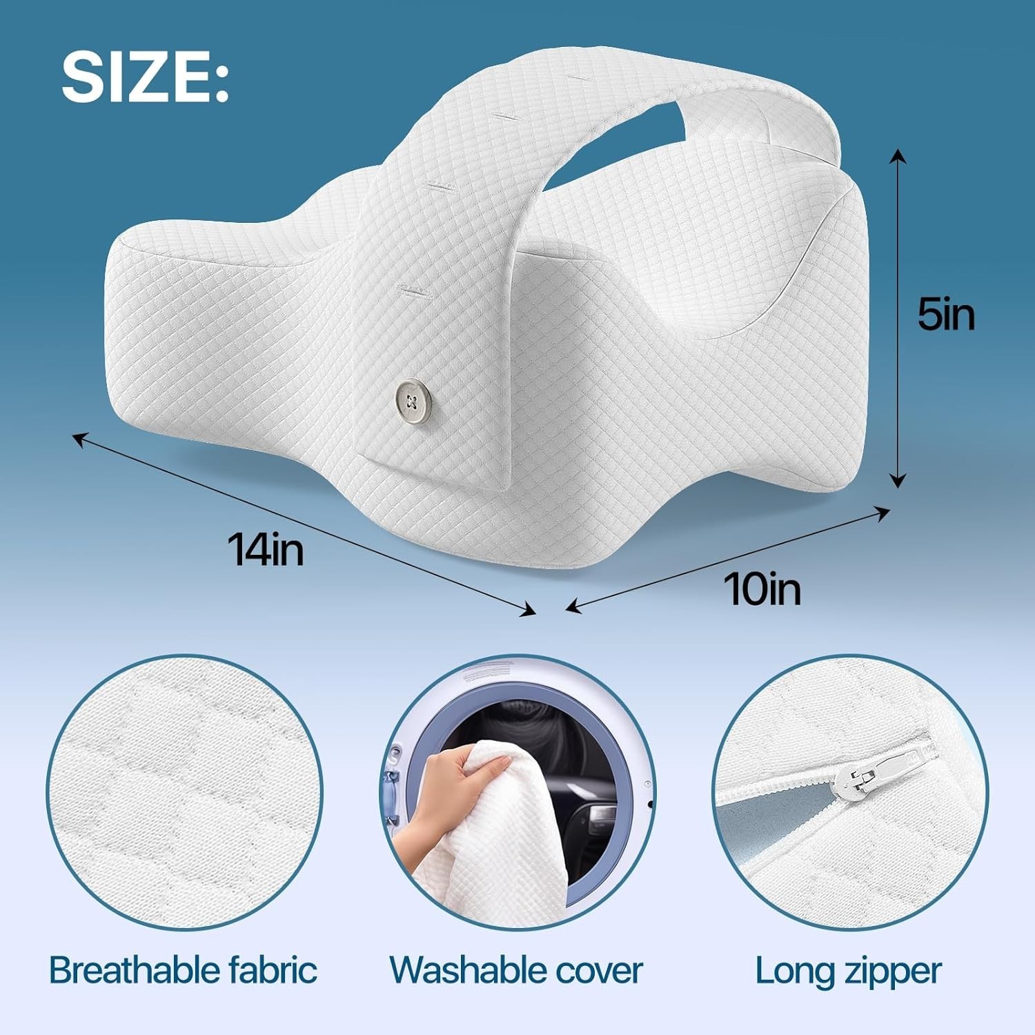 Knee Pillow for Side Sleepers, Large Comfortable Memory Foam Leg Pillow for Side