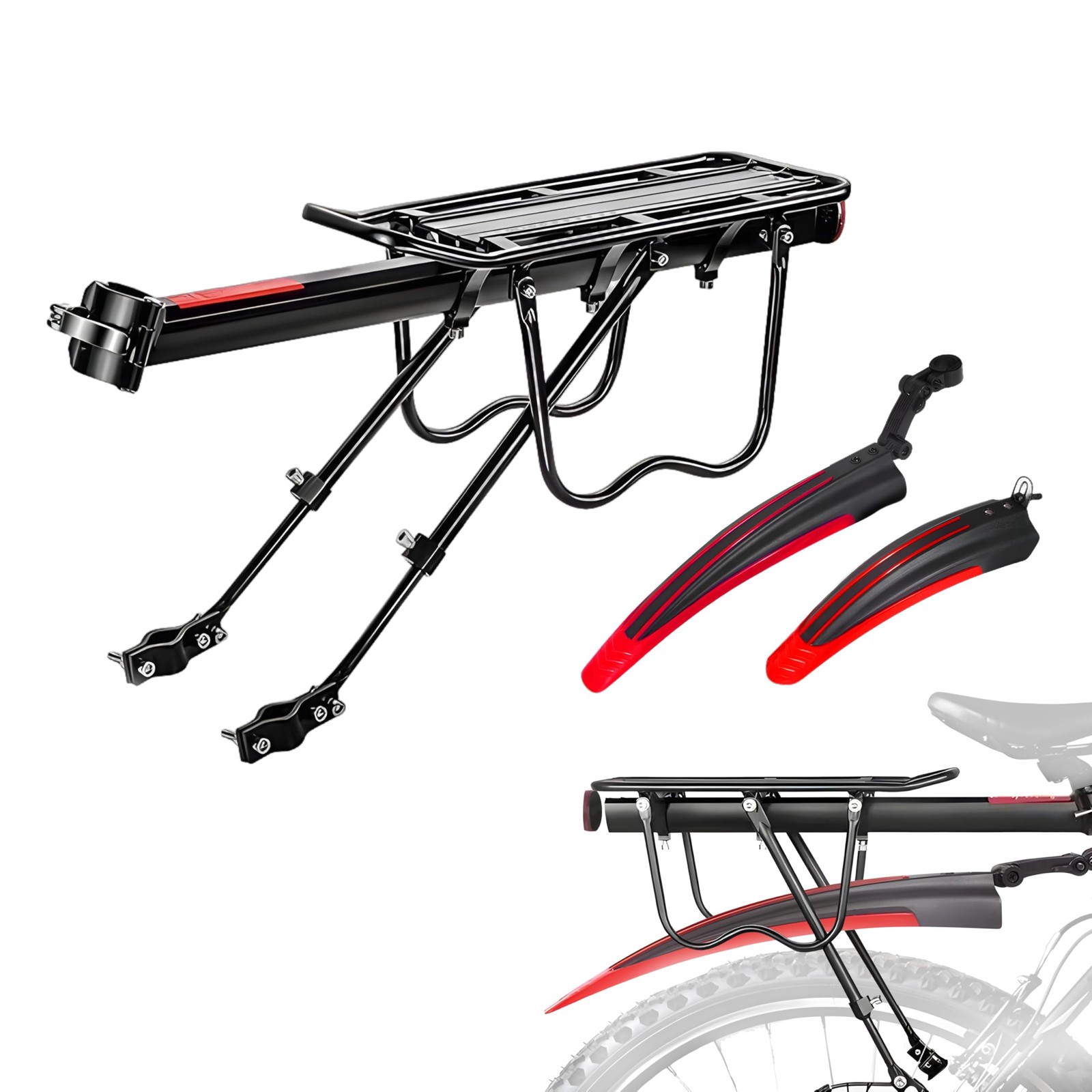 Rear Cargo Rack w/ Fenders Quick Release Aluminum 220lb