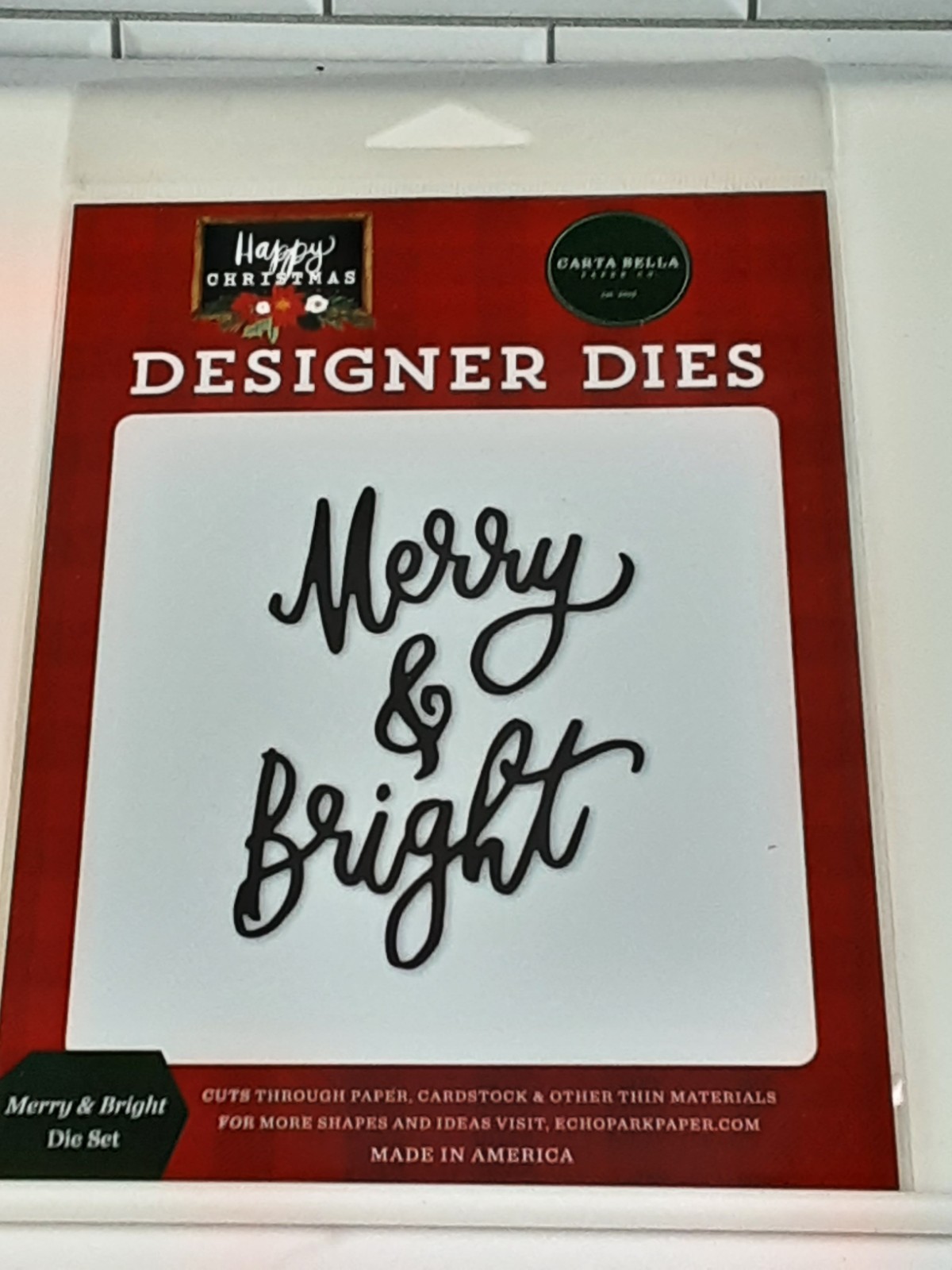 NEW Carta Bella Designer Dies Merry And Bright Die Large Sentiment.