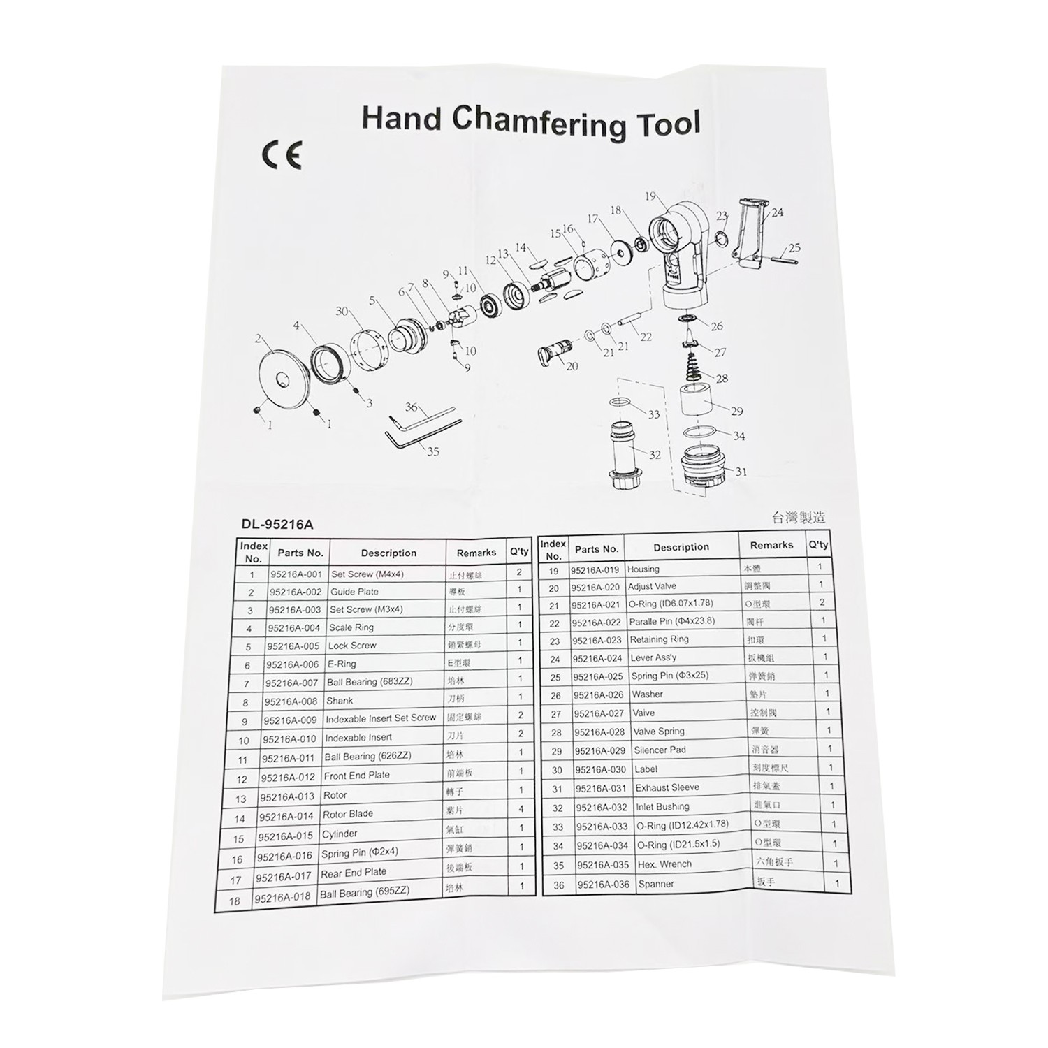 Pneumatic 45° R1.5 Arc Chamfering Machine with Bearings and Replaceable Cutters
