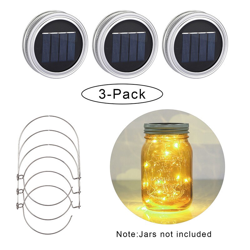 6 Pack Solar Mason Jar Lid Insert 20 LED Mason Jar String Lights for Glass Mason