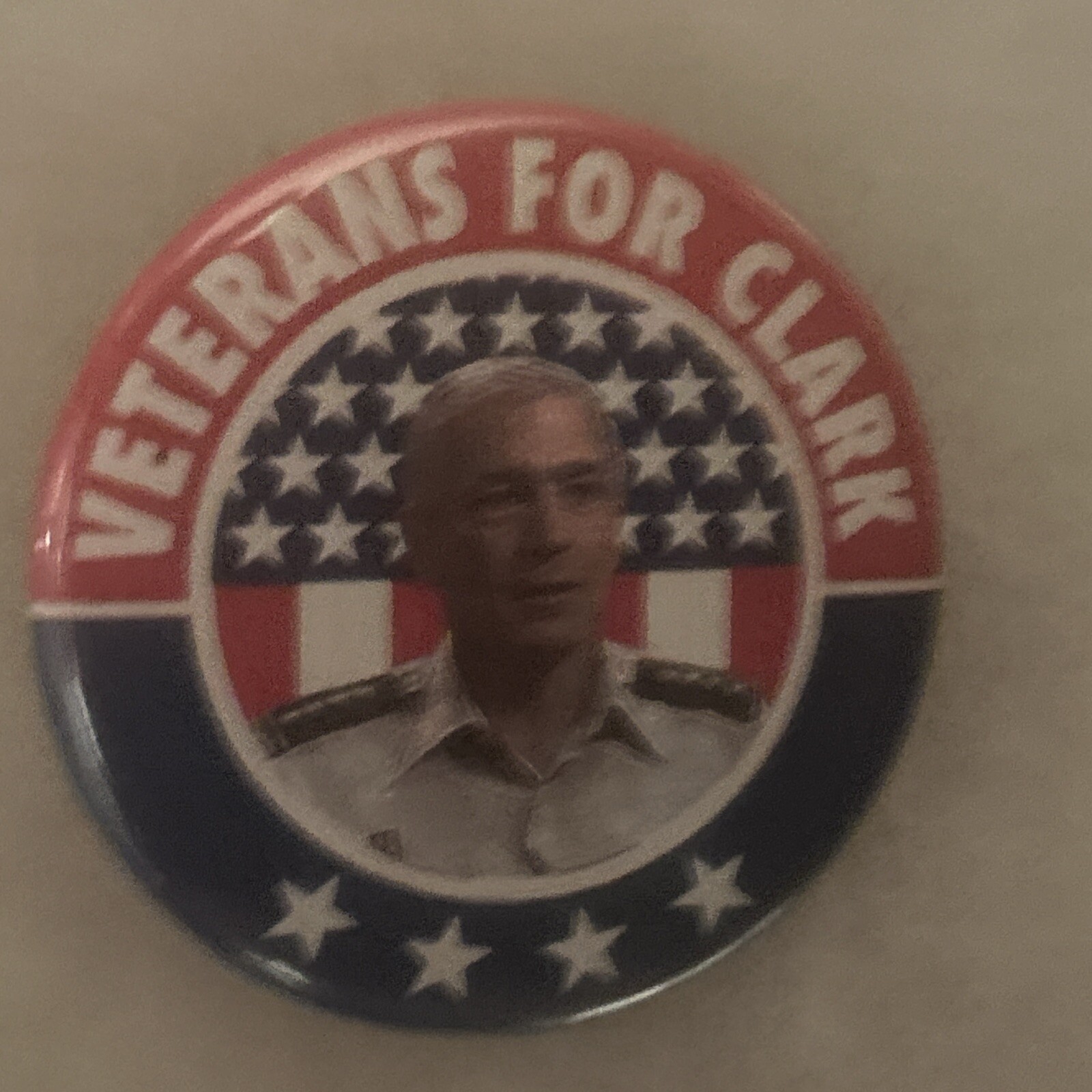 Veterans For Clark  2 1/4” pinback button pin