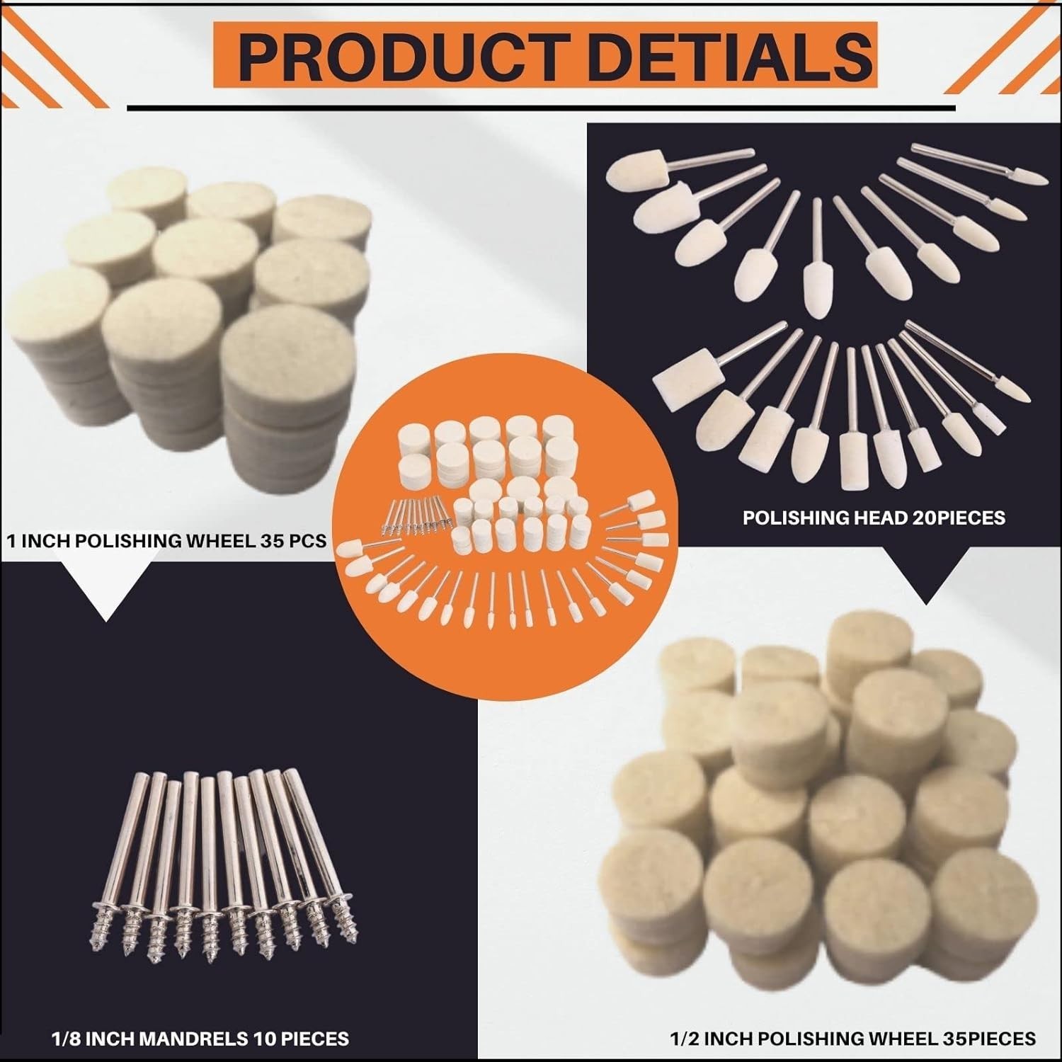 Comprehensive 100PCS Buffing Wheels for Dremel Tools - Medium Grit Assortment