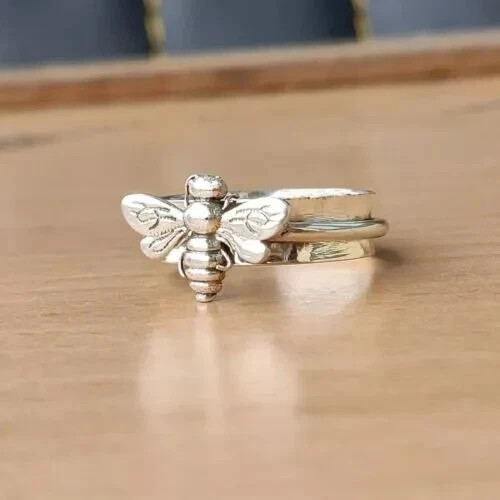 Bee Ring 925 Solid 925 Sterling Silver Band Spinner Ring Handmade Ring All Size