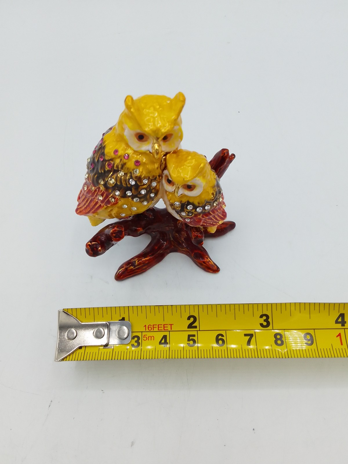 Bejeweled Owls Hinged Trinket Box