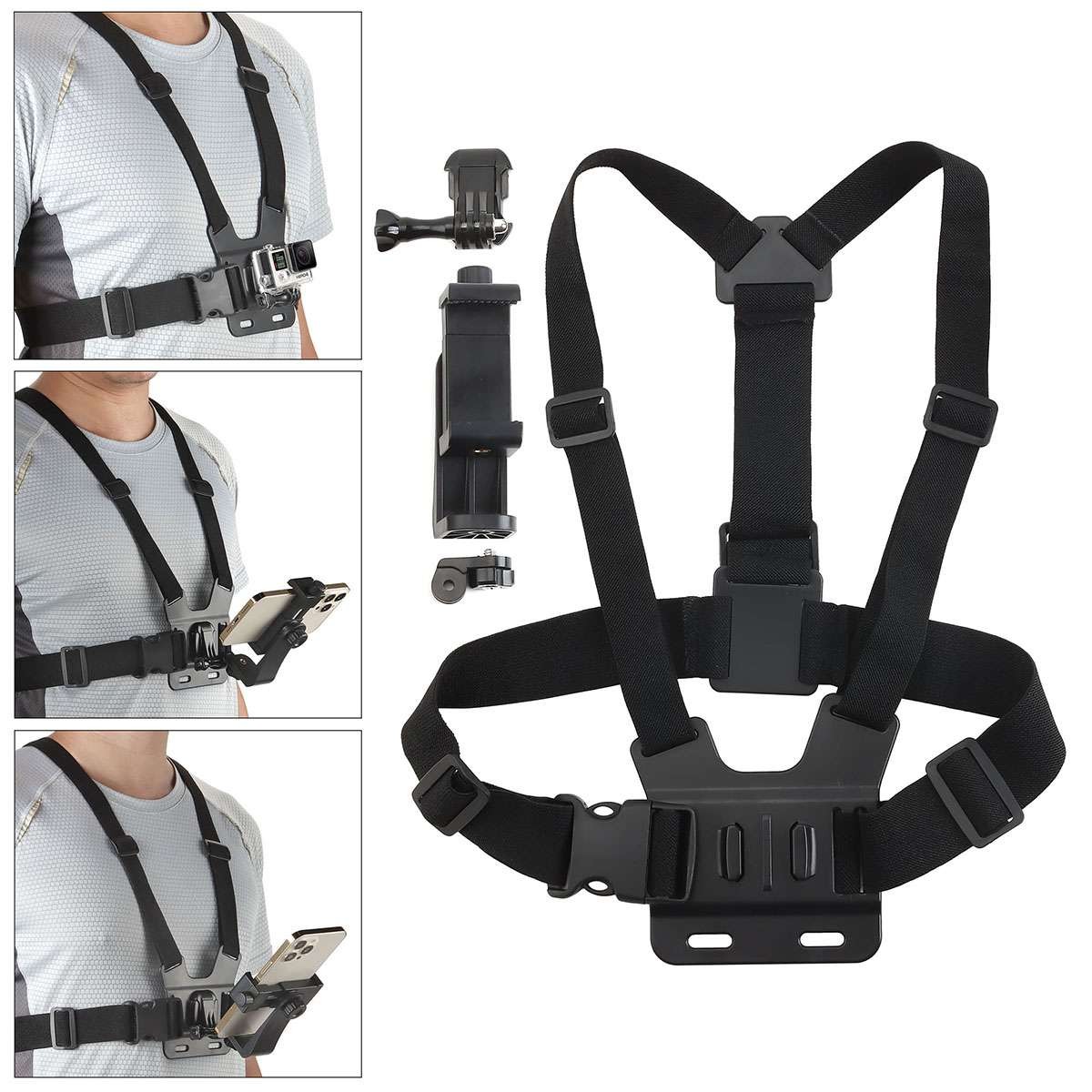 Mobile Phone Chest Mount Harness Strap Cell Phone Holder Mount for Video Vlog US
