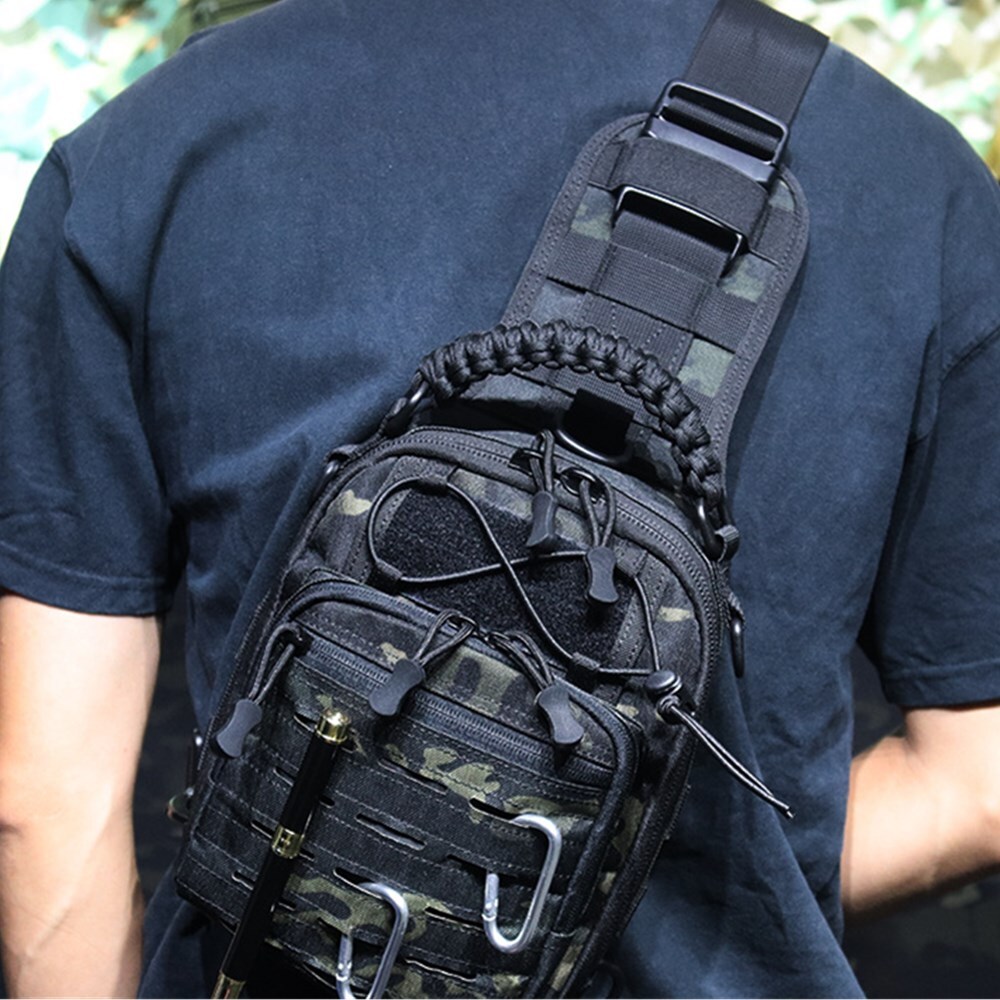 Tactical Compact Concealed Carry Sling Bag Cut Molle Pistol Holster EDC Single