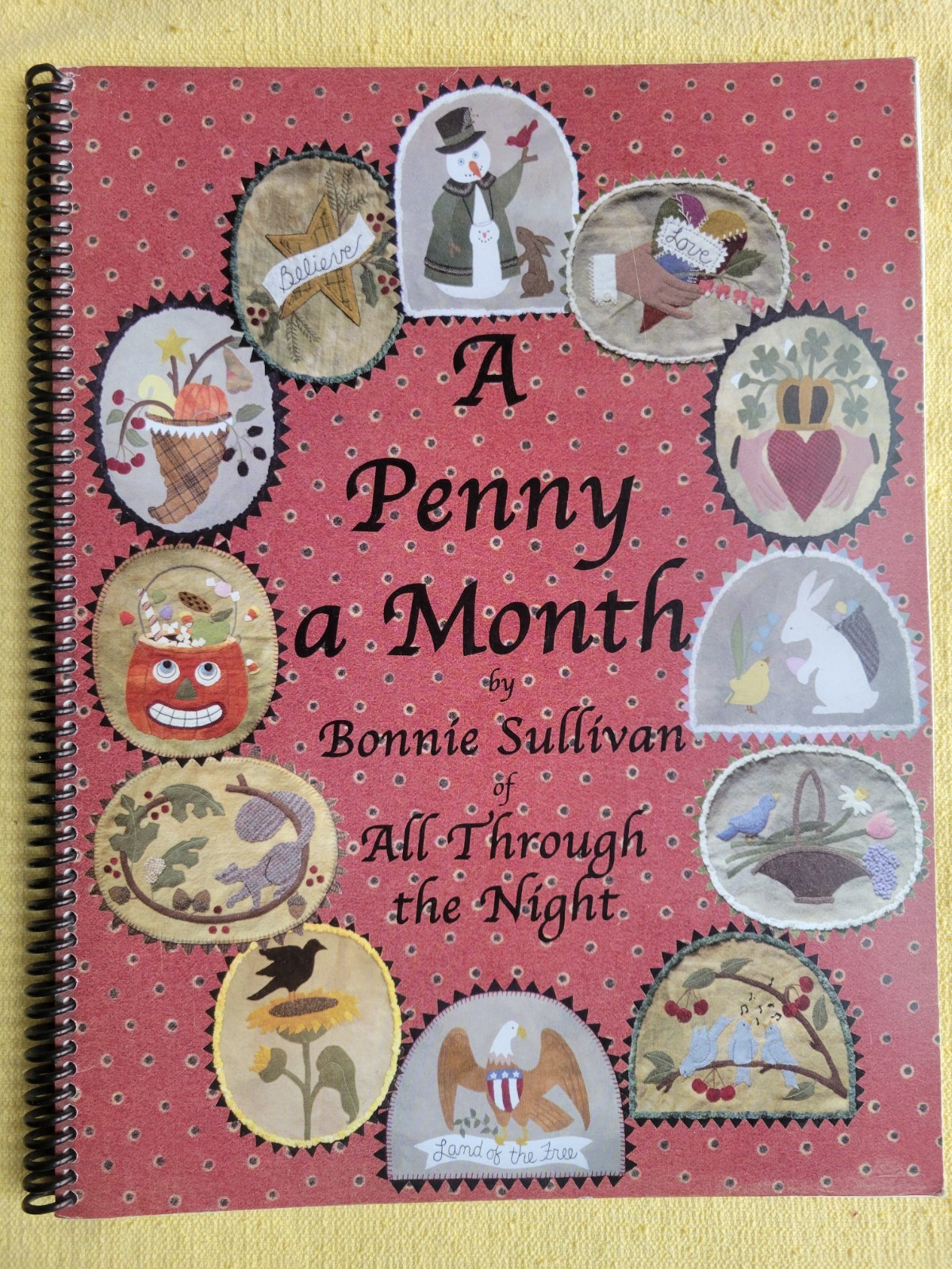 A Penny A Month Bonnie Sullivan book rug flannel embroidery primitive folk art