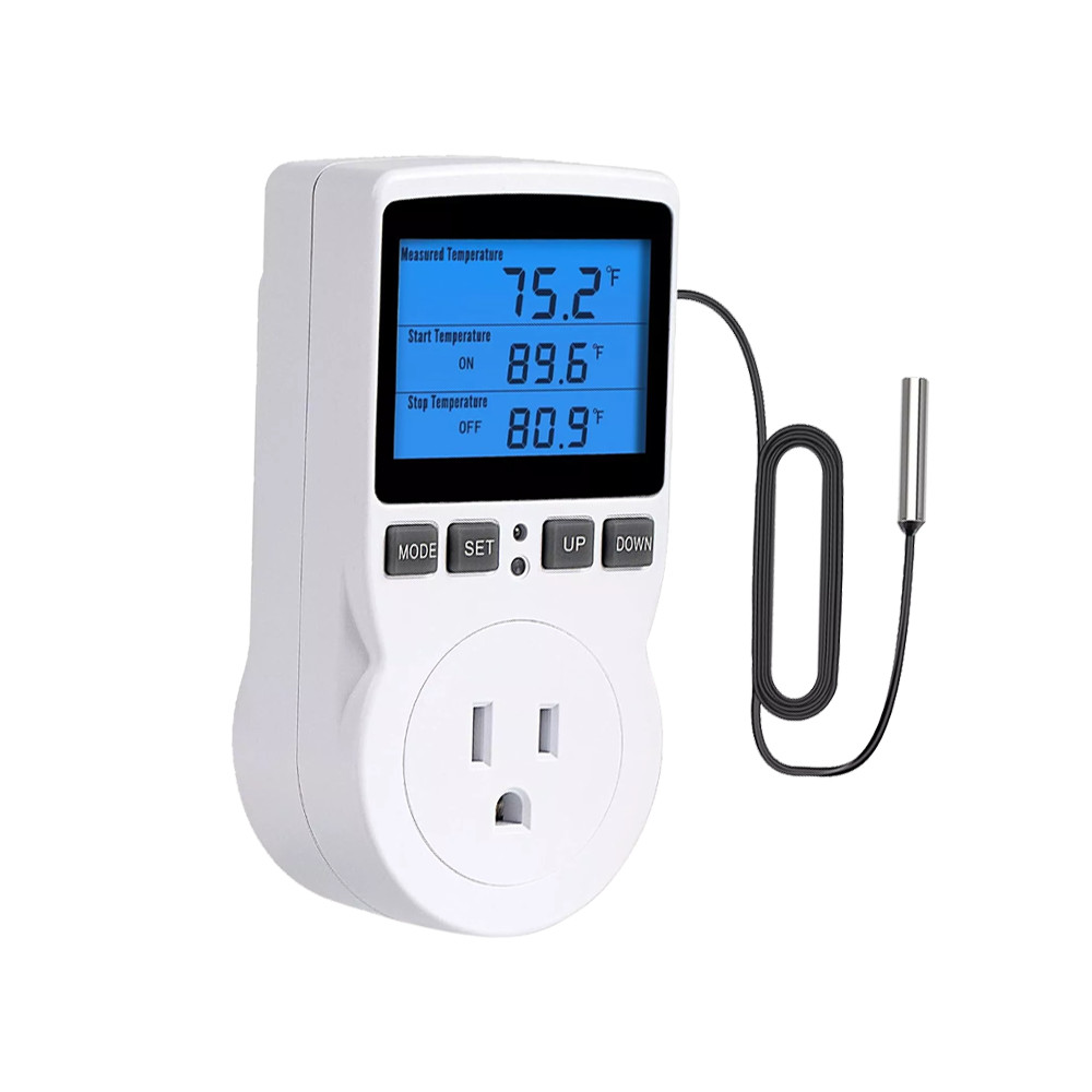 Digital Thermostat Outlet Plug Temperature Controller Heating Cooling with Probe