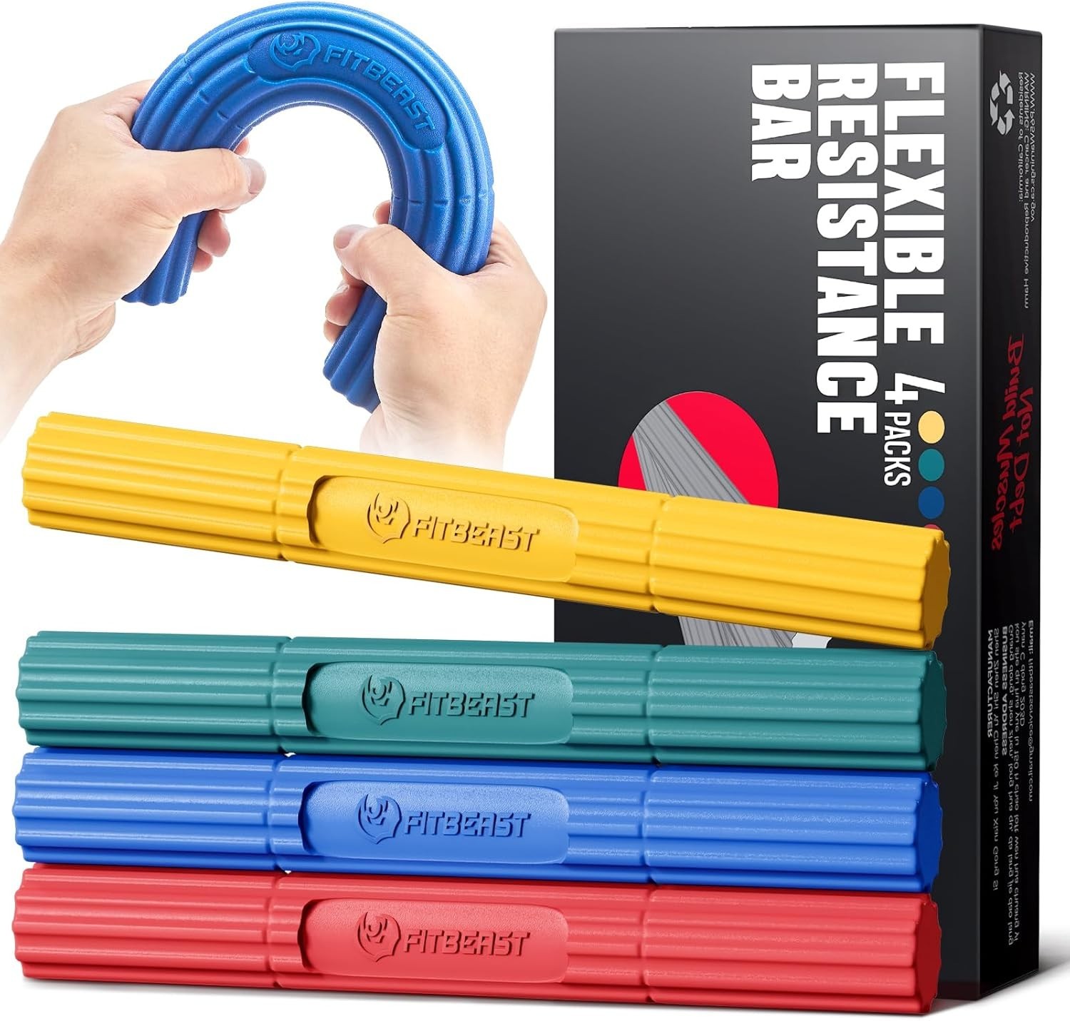 TheraBand FlexBar, Tennis Elbow Therapy Bar, Relieve Assorted Styles-4 Piece Set