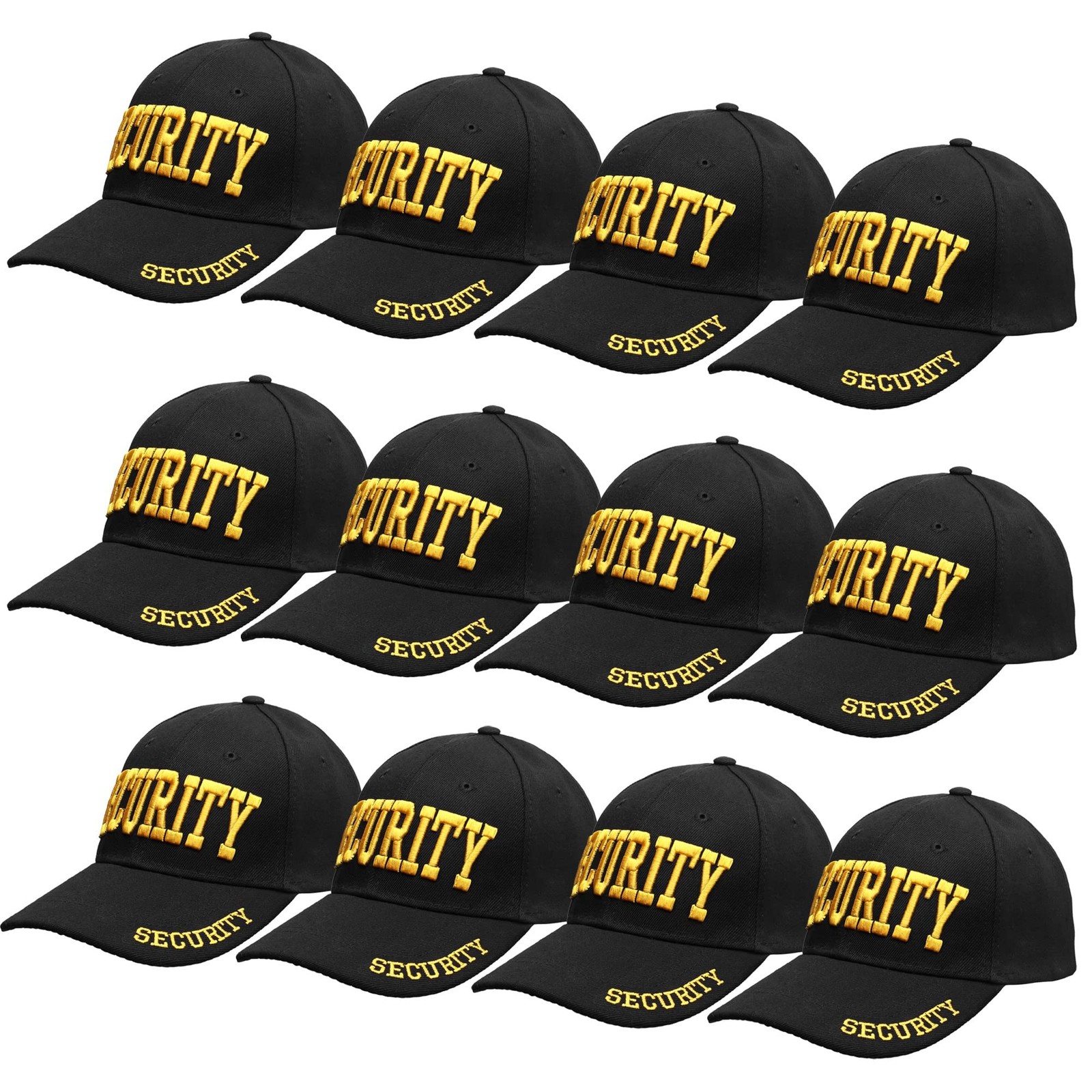 Wholesale 12-Pack Security Hat Baseball Cap - Gold or White Embroidery Securi...