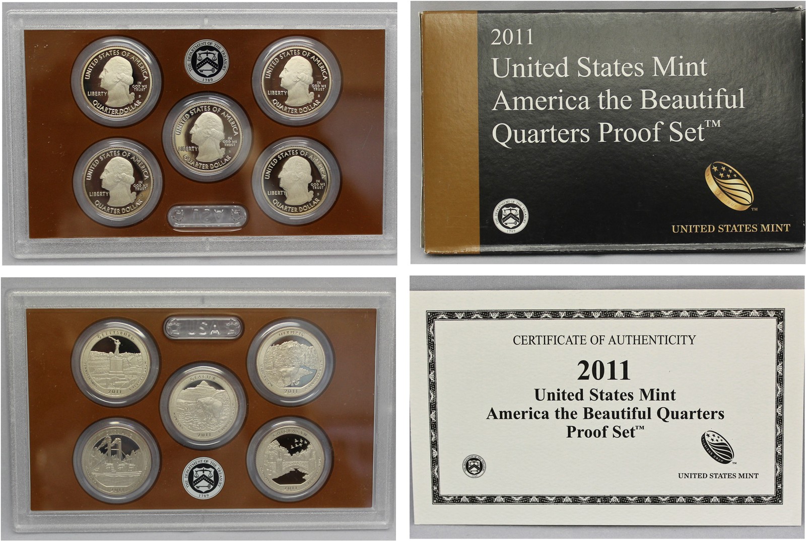 2011 Proof Quarter Parks  (ATB) set Gem DCAM (Clad) -  (OGP) 5 coins