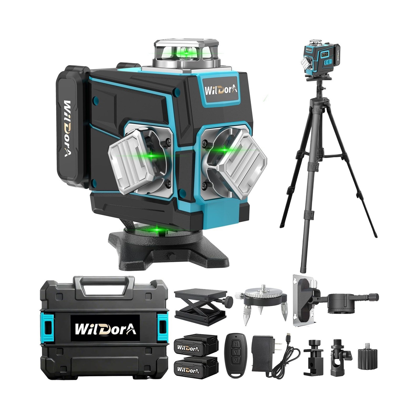Laser Level with Tripod, 4x360° Self Leveling ±4° Laser Level, Re