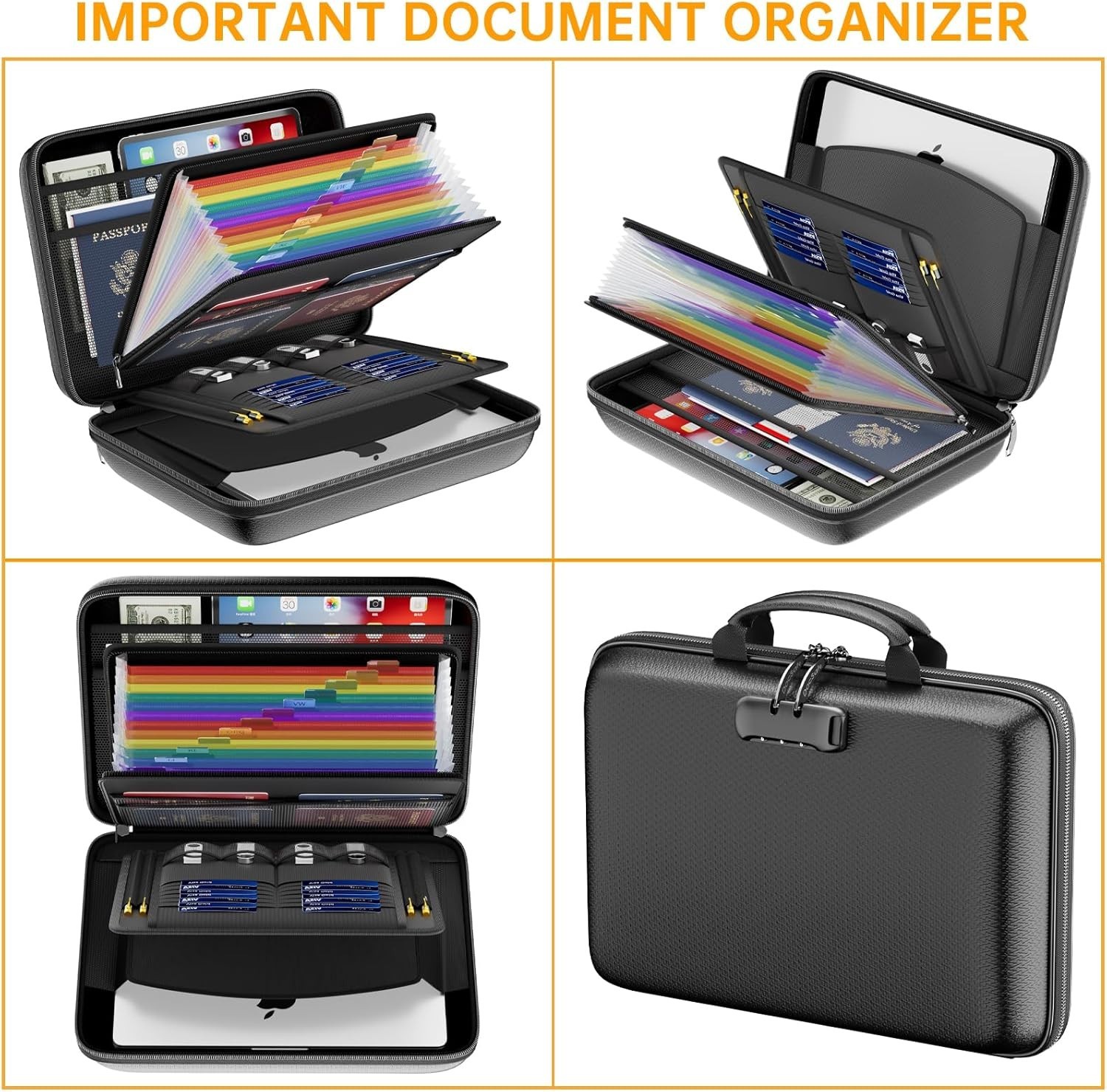 DocSafe Fireproof File Organizer with Lock, Hard-Shell Case Fireproof Document