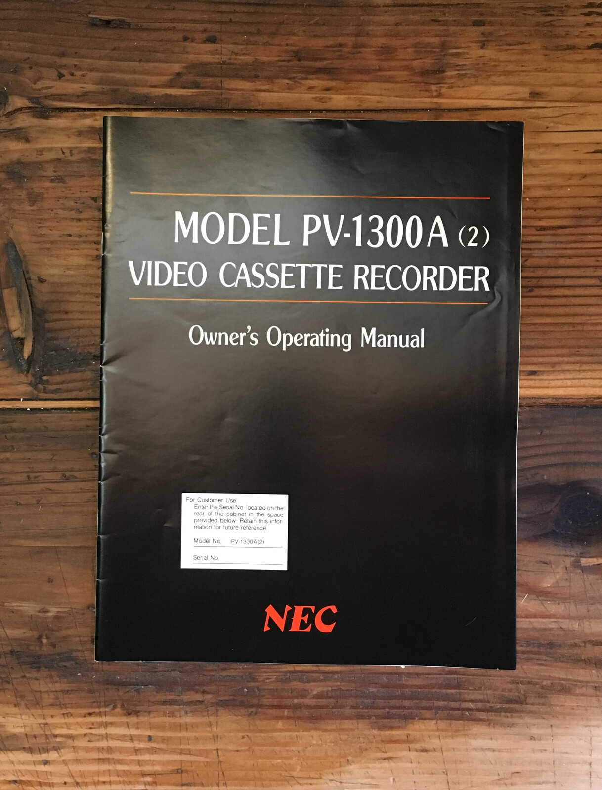 NEC PV-1300A PV 1300 A VCR Owner / User Manual *Original*