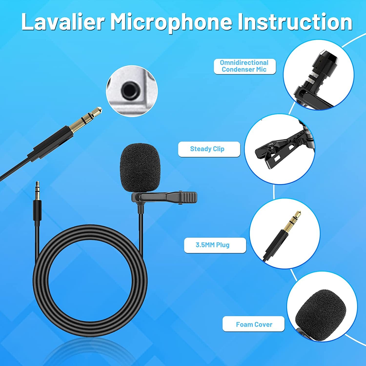 3.5mm Car Stereo External Microphone For Bluetooth Enabled Stereo Radio GPS DVD