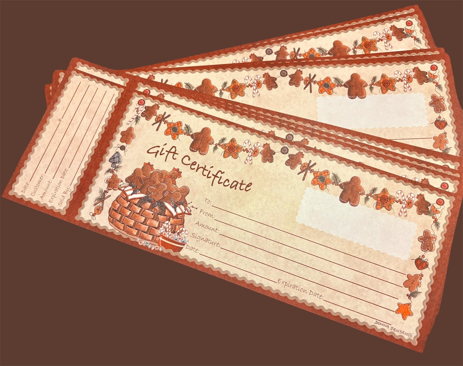 Gingerbread Blank Gift Certificates , 50