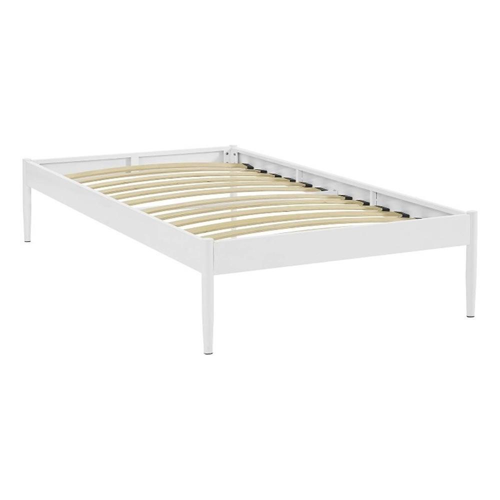 Modway Elsie Modern Sturdy Powder Coated Steel Twin Bed Frame in White