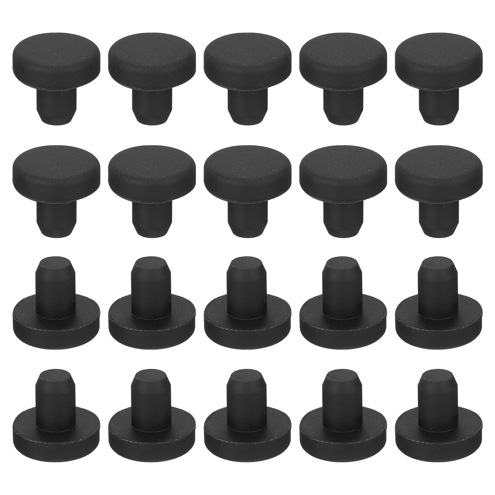 30-Pack Black Rubber Stopper Plugs, 6mm Plug Holes for 5-5.8mm/0.2-0.23" Hole