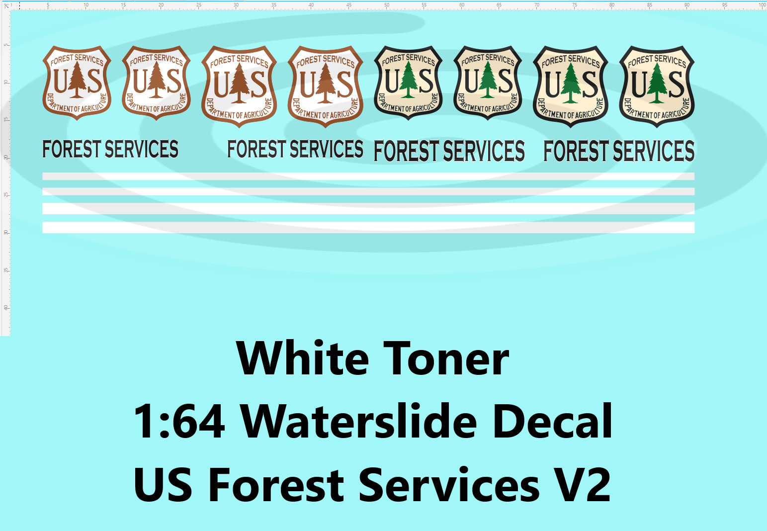 White Toner 1:64 Waterslide Decal US Forest Services V2