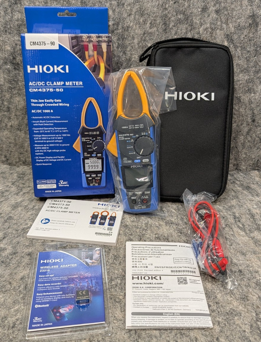 HIOKI CM4375-90 AC/DC Clamp Meter 1000A True RMS w/Wireless Z3210 Adapter Kit
