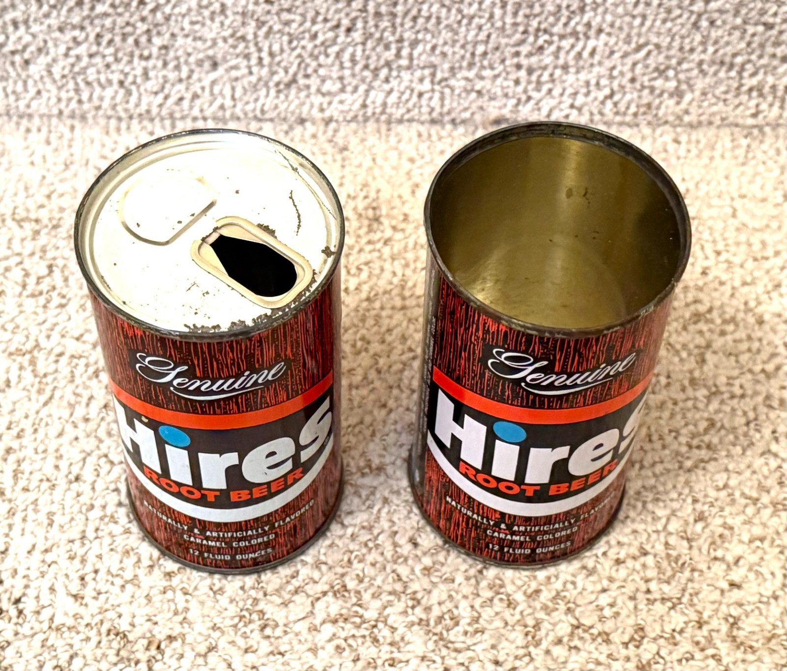 *Clean* Two Different Hires Root Beer Pre-Zip Code Soda Cans