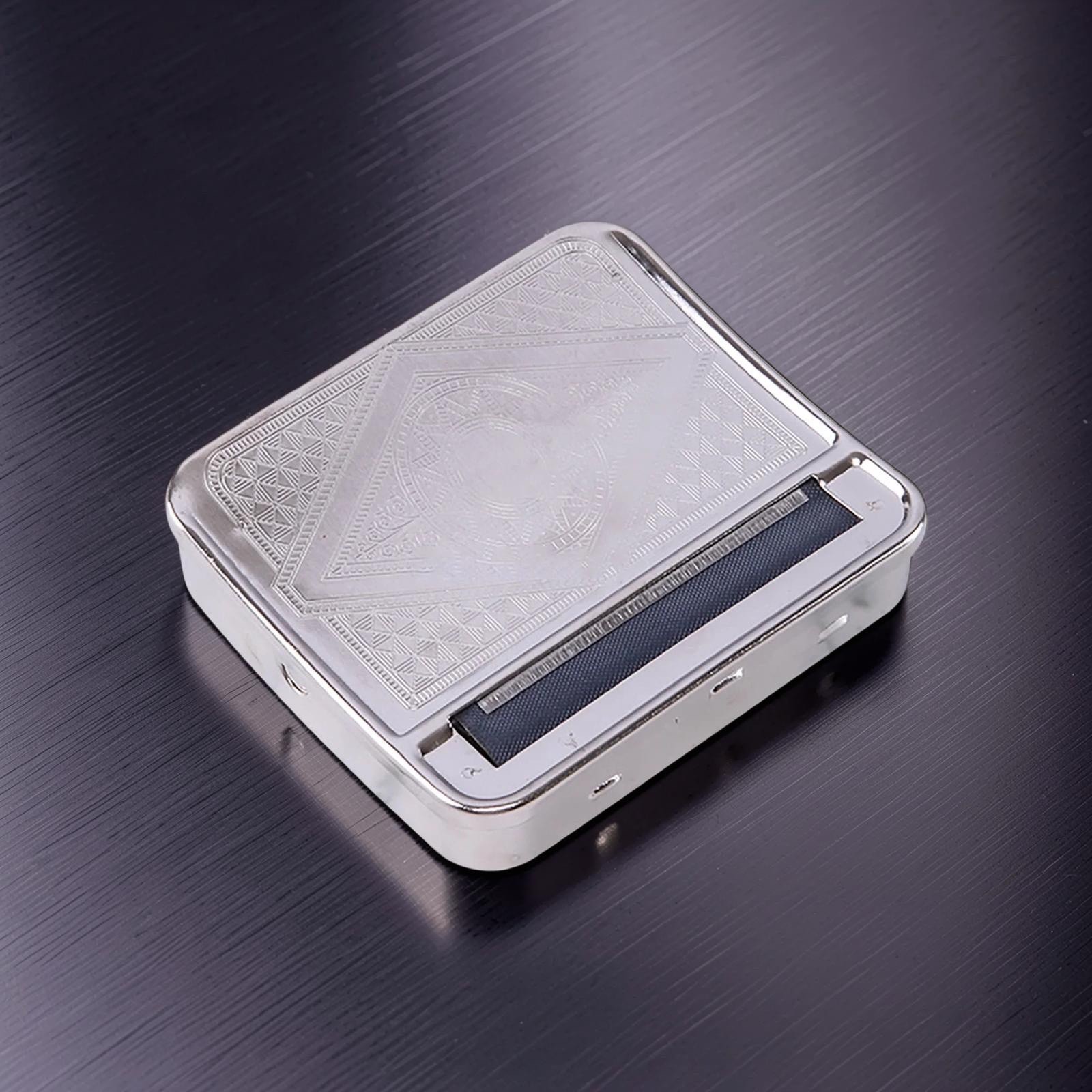 Automatic Cigarette Rolling Machine Stainless Steel Box Case & 10 Pack Papers