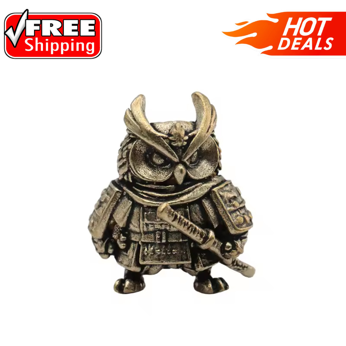 Brass Samurai Warrior Owl EDC Lanyard Paracord Knife Beads DIY Pendant Keychain