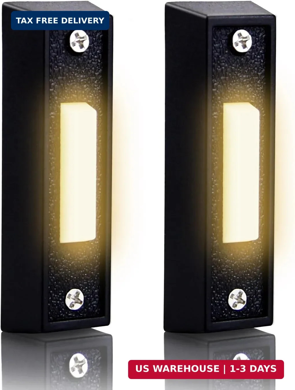 2 Pcs Lighted Doorbell Button, Wired Door Bell Push Button Replacement Door Bell