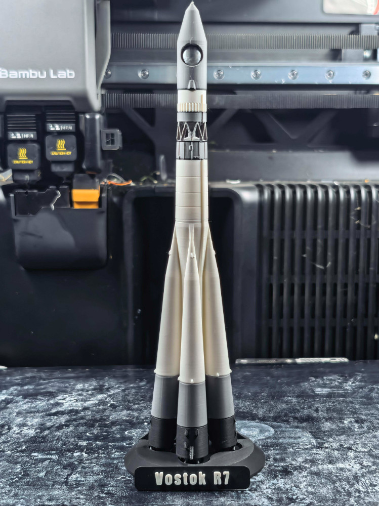 1/200 Scale Soviet Vostok R7 Launch Vehicle 3D Printed Rocket Model