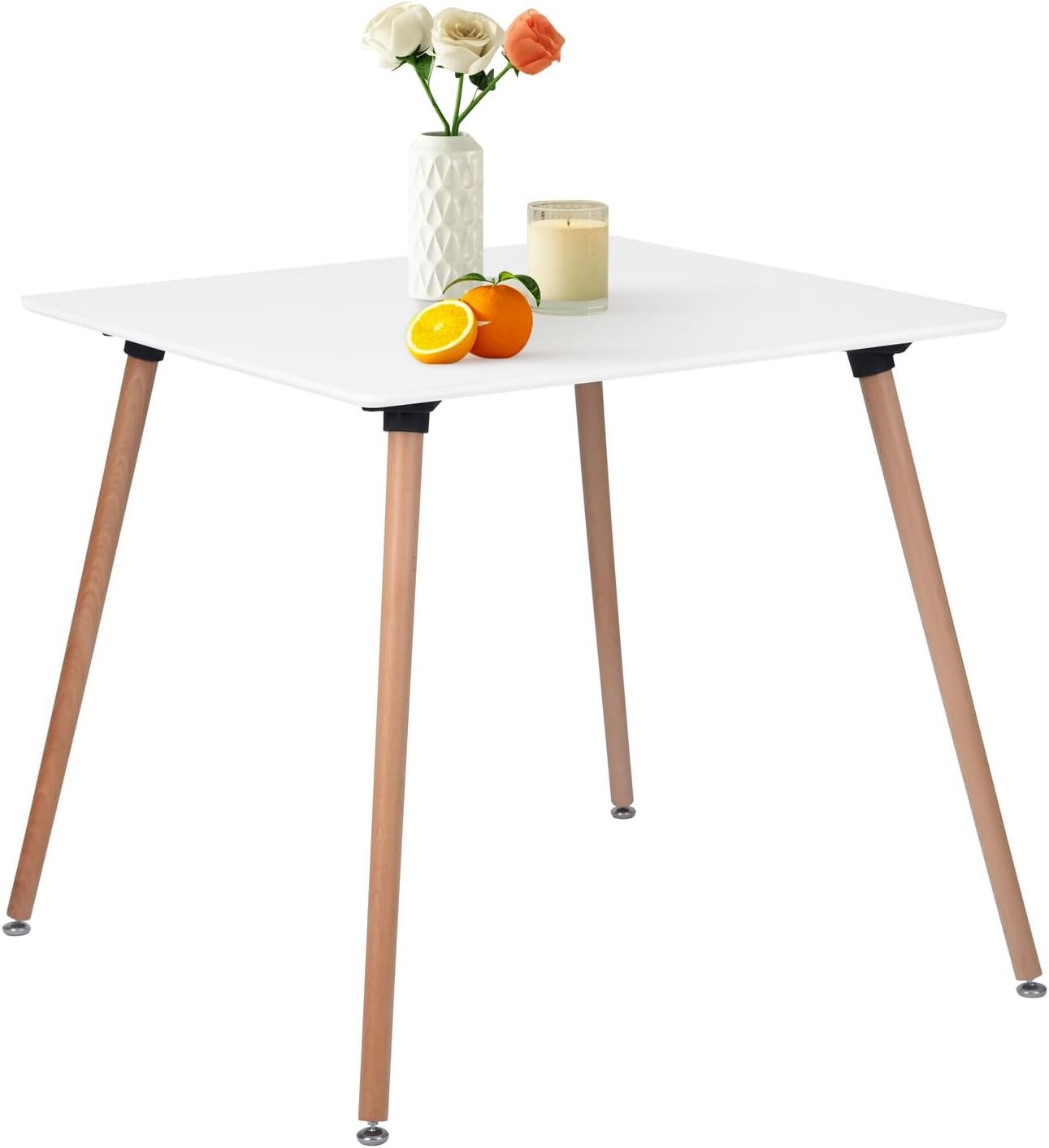Square Dining Table 31.5 Inch for 2-4 People, Modern Functional White Table with
