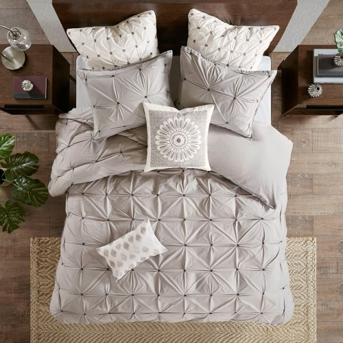 Cotton Embroidered Decorative Square Pillow Grey 20x20