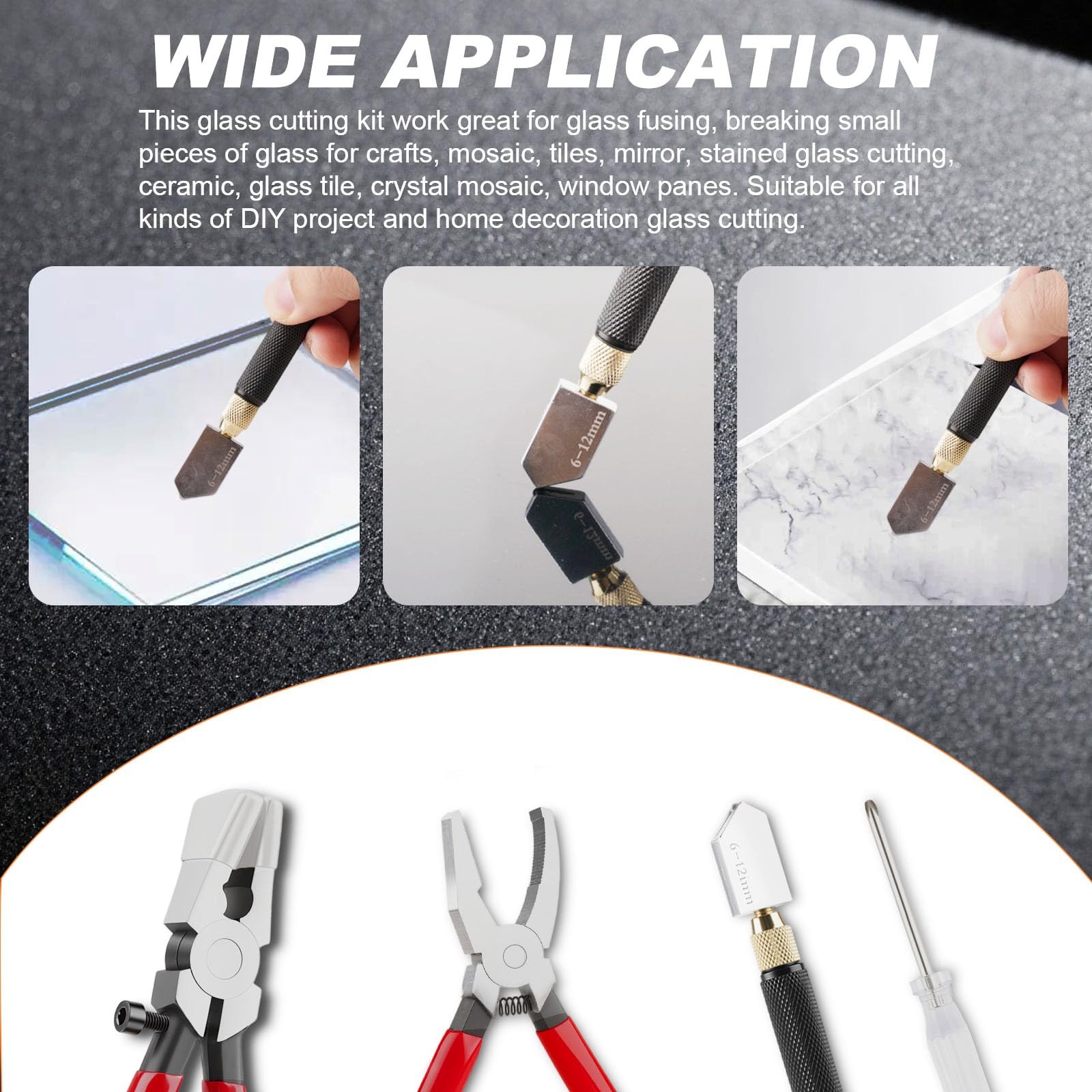 Glass Cutter Kit Heavy Duty Running Breaking Pliers 2-20mm Cutting Tool