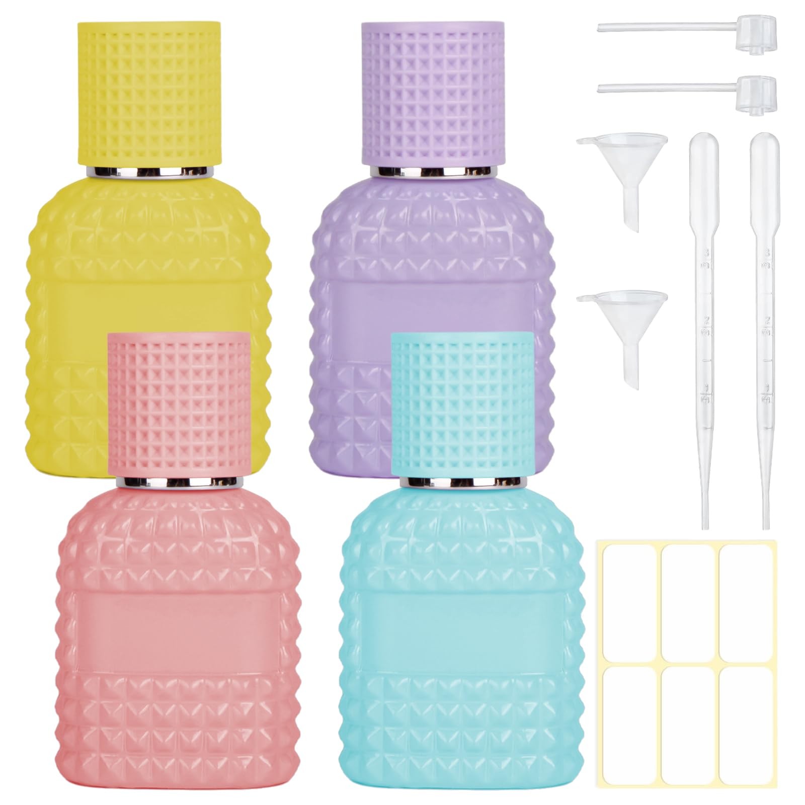 Gsteng 4 Pack Refillable Spray Perfume Bottles, 30ML Colorful Thick Glass Emp...