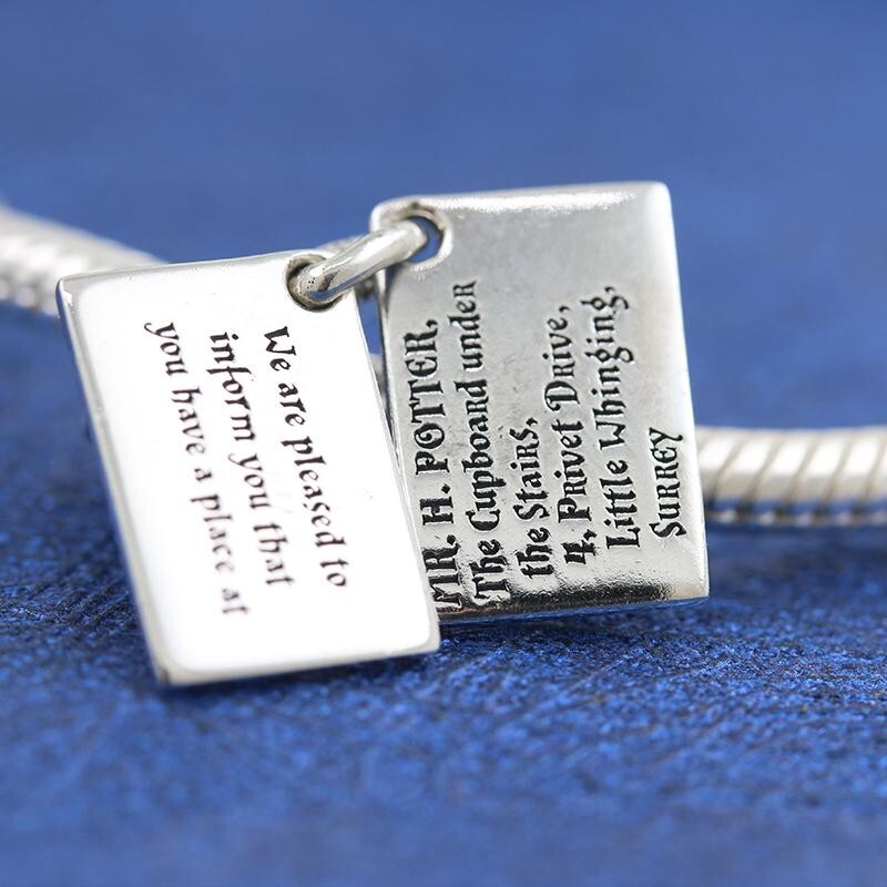 ⚡💌  1 pc European charm Harry Potter Hogwarts silver acceptance letter dangle