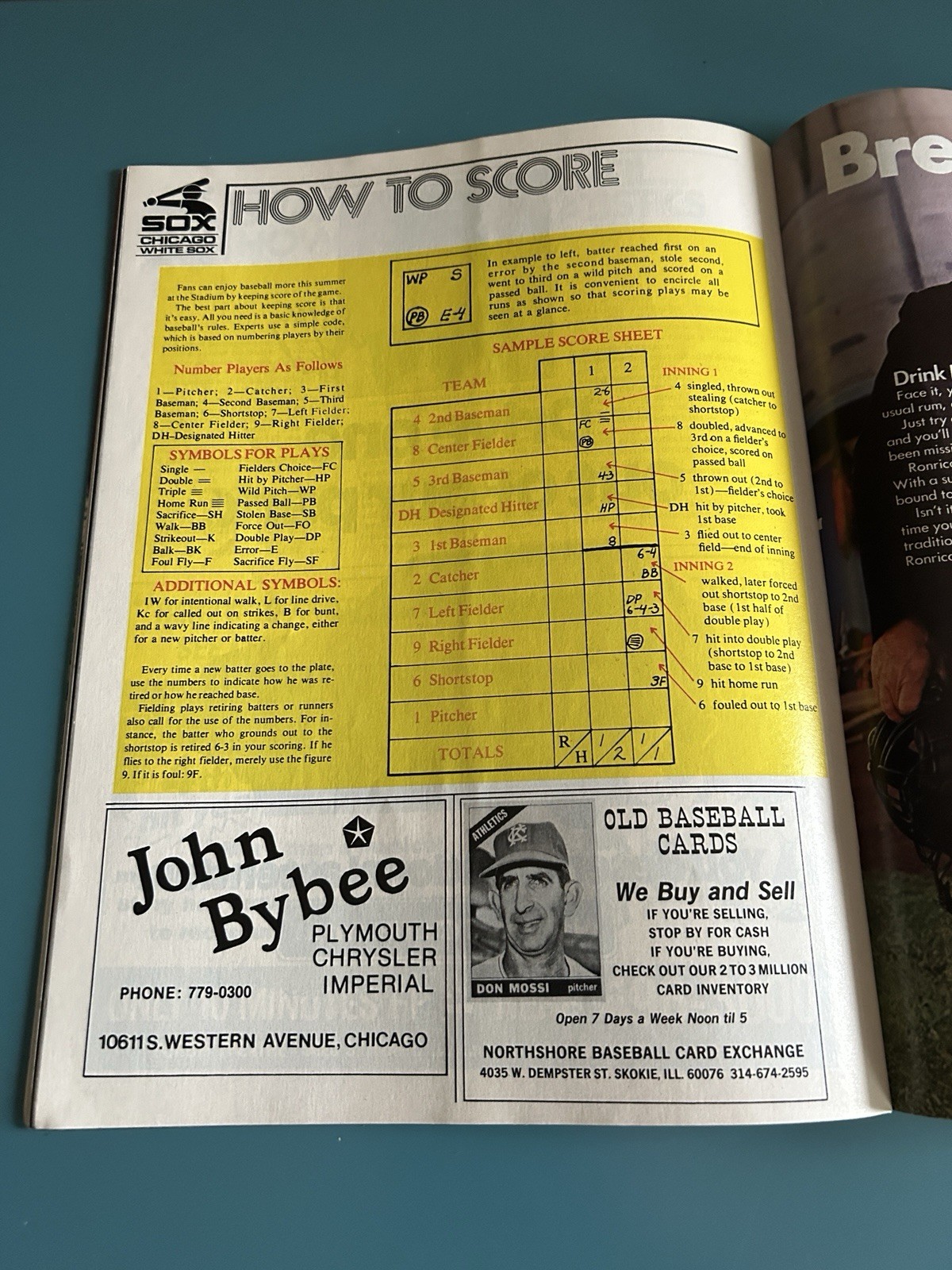 1982 Unscored Game Program Chicago White Sox v Milwaukee Brewers Yount HR MLB