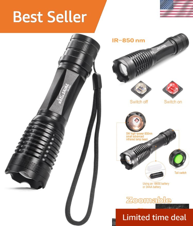 Powerful Rubberized 850nm IR Flashlight - Ideal for Hunting & Surveillance