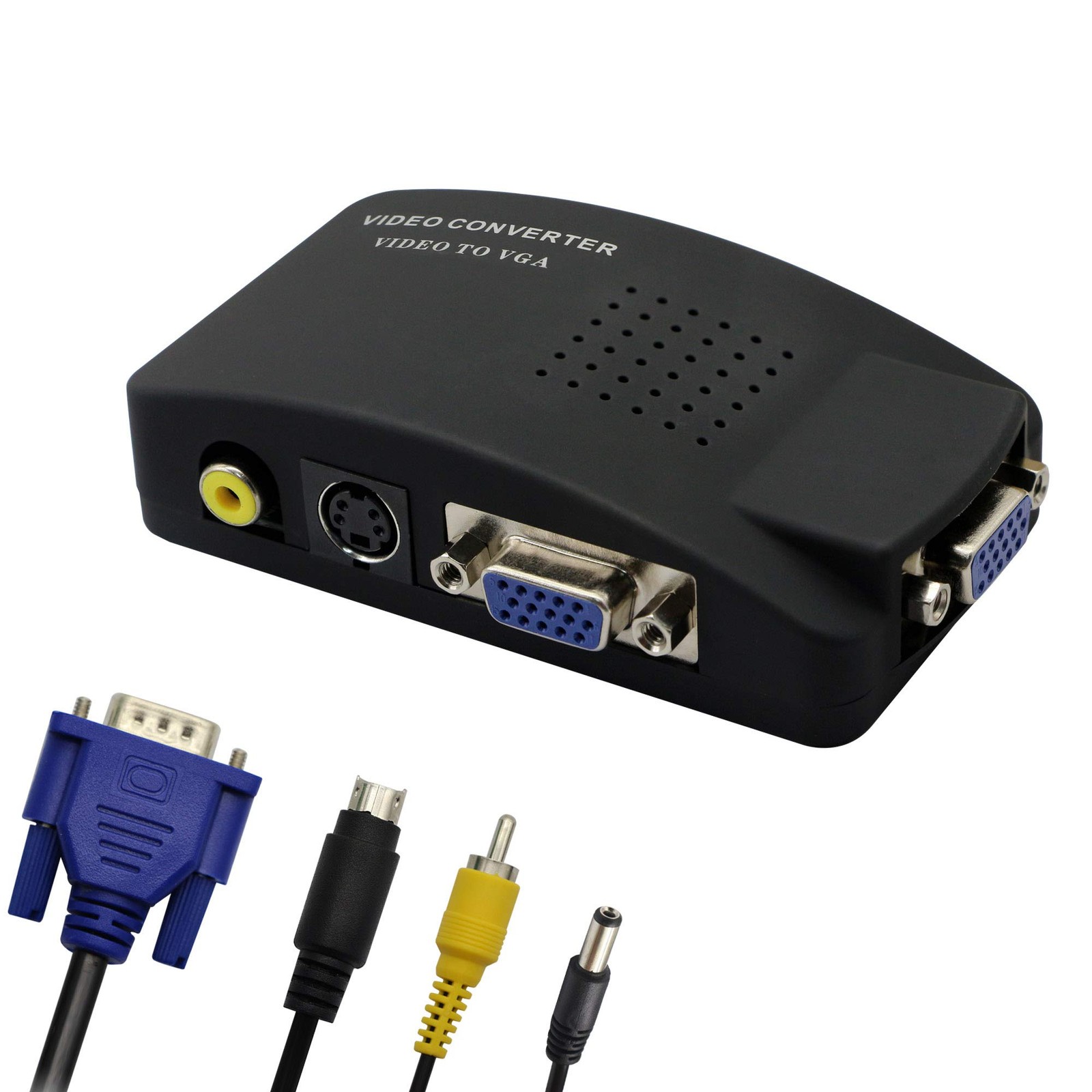 GINTOOYUN RCA to VGA Adapter,Composite AV S-Video Converter,for Black