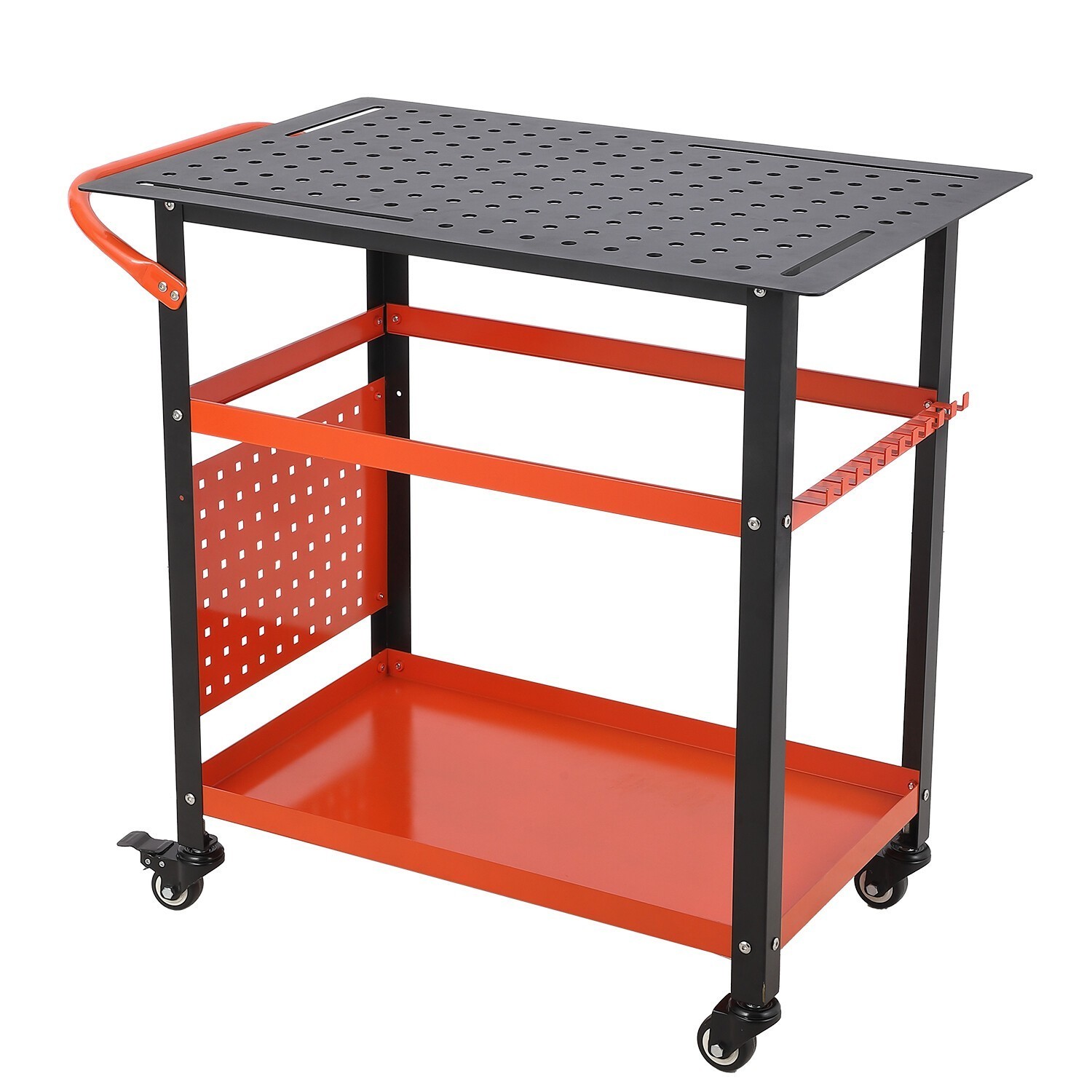 36" x 24" Welding Table Steel Welding Workbench Table with Pegboard & Wheels