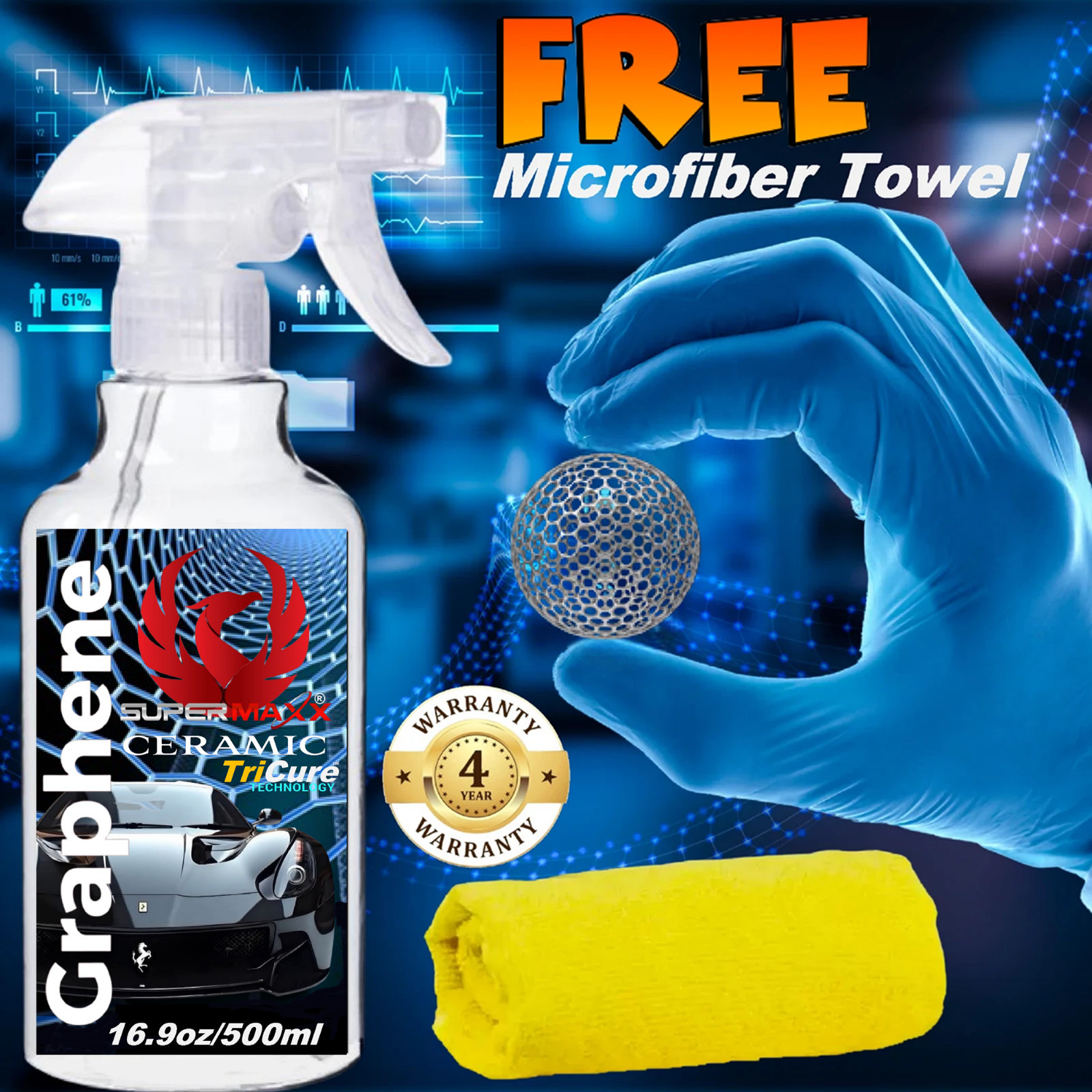 GRAPHENE CERAMIC CAR COATING SPRAY 16.9 OUNCE - KIT
