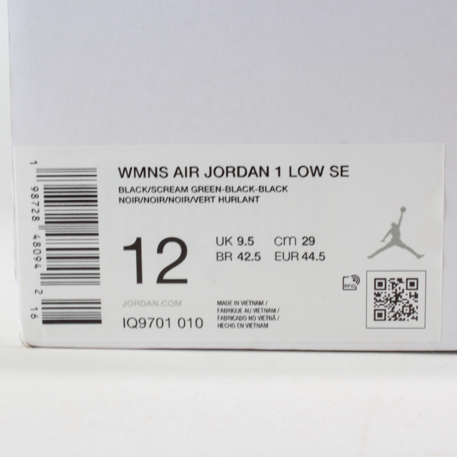 Nike Air Jordan 1 Low SE Black Croc Green IQ9701-010 Men's Size 10.5 Shoes